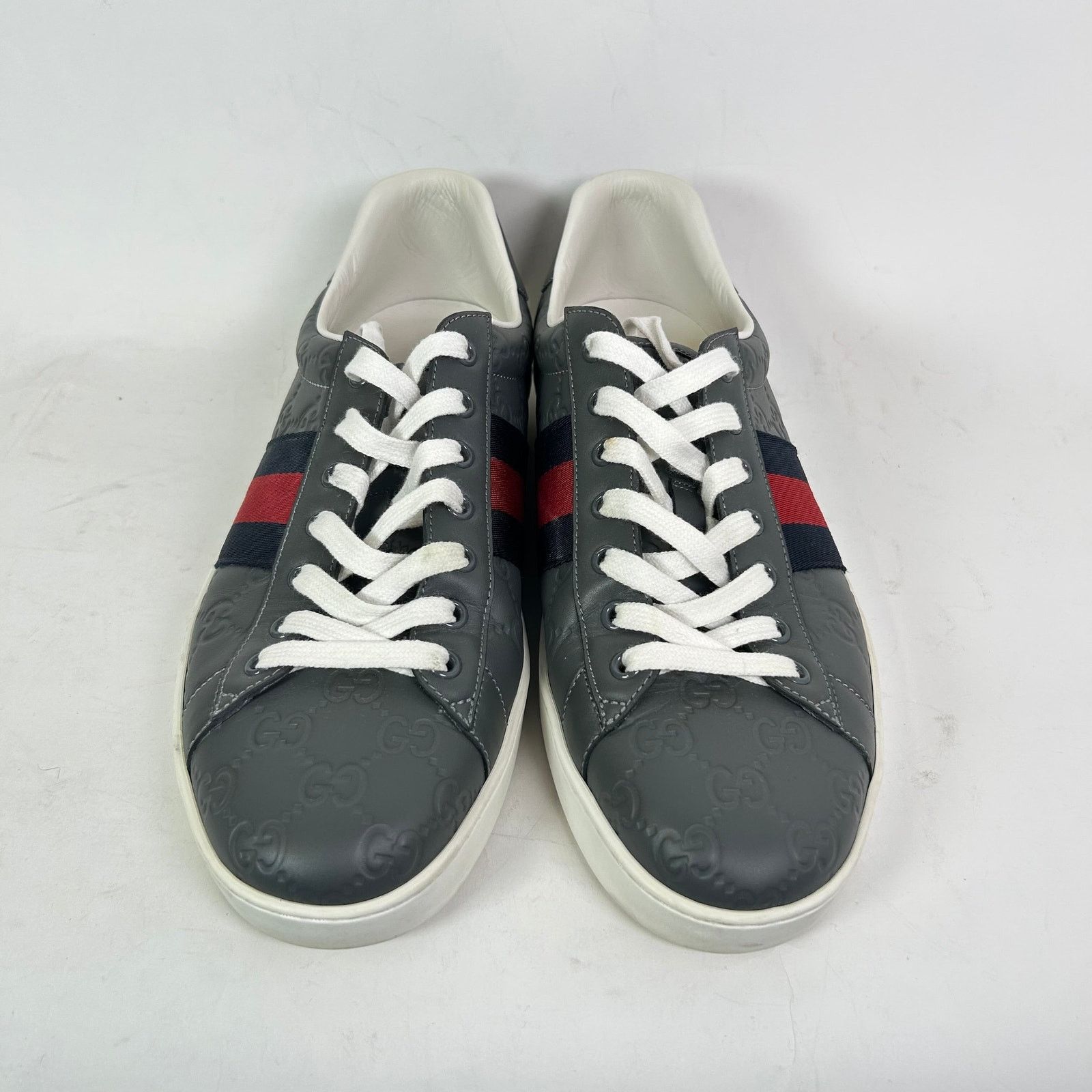 Gucci Gucci Grey Embossed Web Ace Sneaker Size 11 Size US 11 / EU 44 - 2 Thumbnail