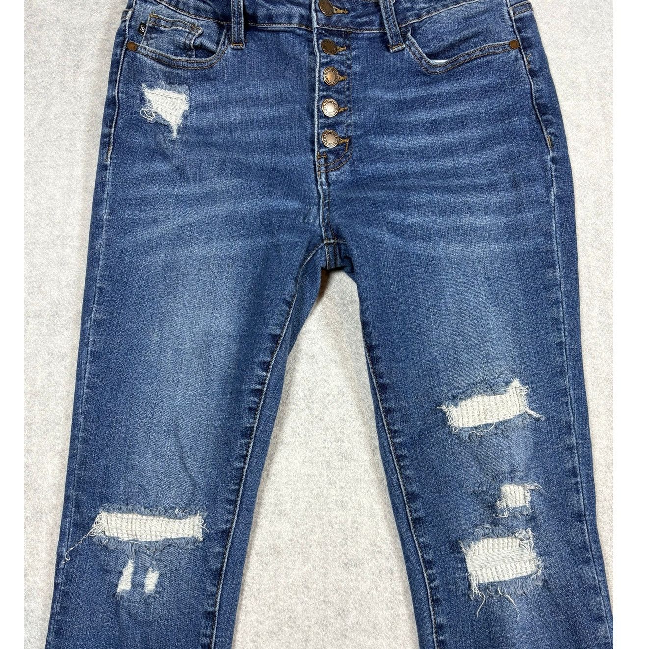 Judy Blue Judy Blue Button Fly Distressed Skinny Jeans #0518 Size 32" / US 10 / IT 46 - 4 Thumbnail