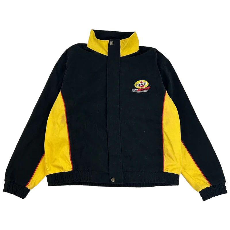 image of Vintage Penzoil Racing Jacket in Black/Yellow, Men's (Size Large)