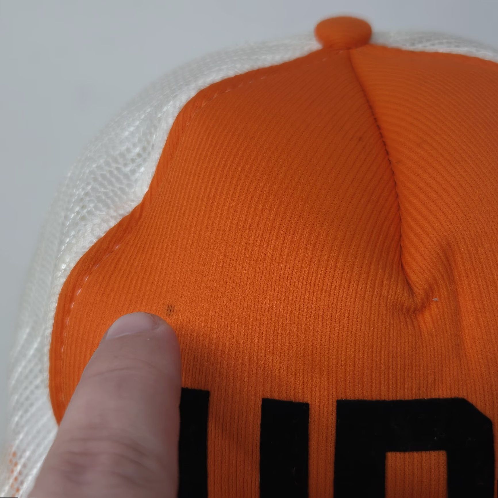 FELT VINTAGE HaT Trucker Hat Cap Orange White Black Felt Letters Adjustable Cap Size ONE SIZE - 6 Thumbnail