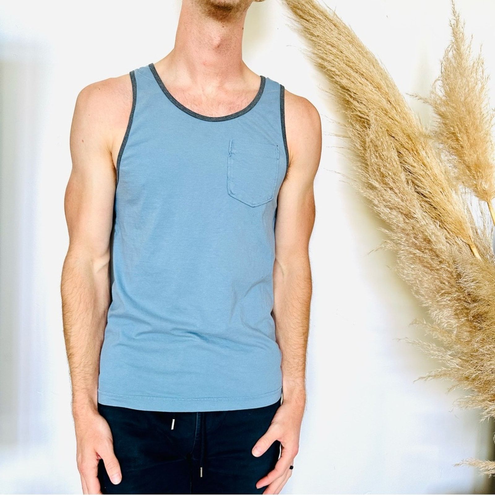 Pacsun MENS SUN DIEGO Navy Blue Pink Aqua Grey Two Tone Tank Top Size US S / EU 44-46 / 1 - 3 Thumbnail