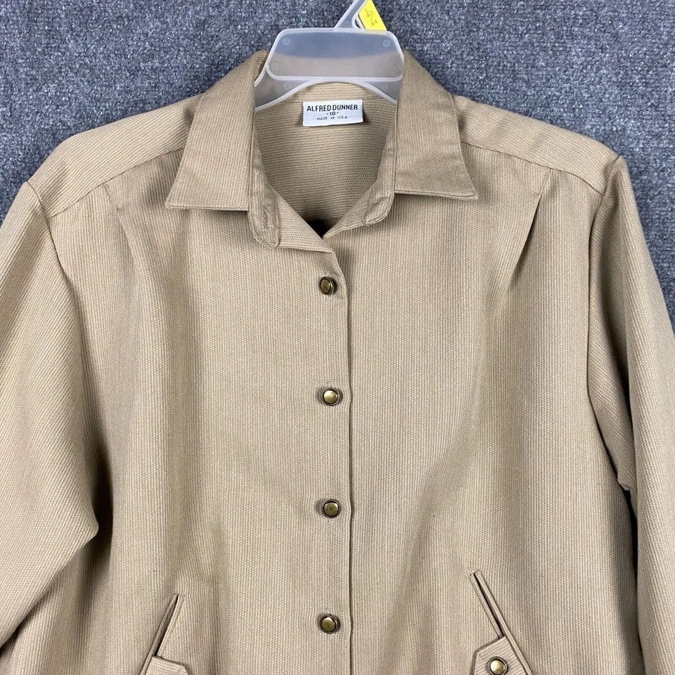 Other Alfred Dunner Button Up Top Women's Size 10 Tan Made In USA Size L / US 10 / IT 46 - 2 Thumbnail