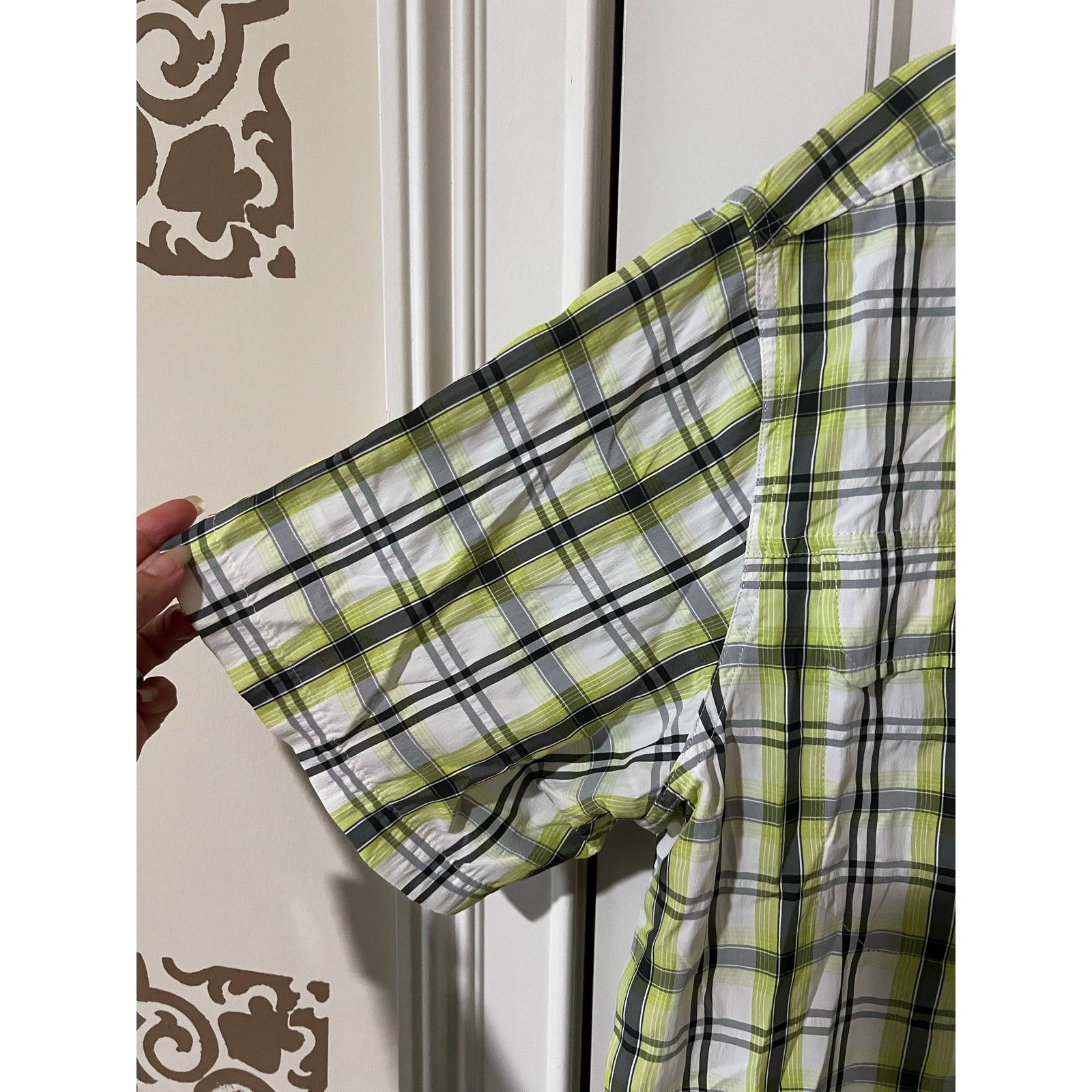 Eddie Bauer Adventure Button Front Shirt Plaid Short Sleeves Green Top Size US XL / EU 56 / 4 - 4 Thumbnail