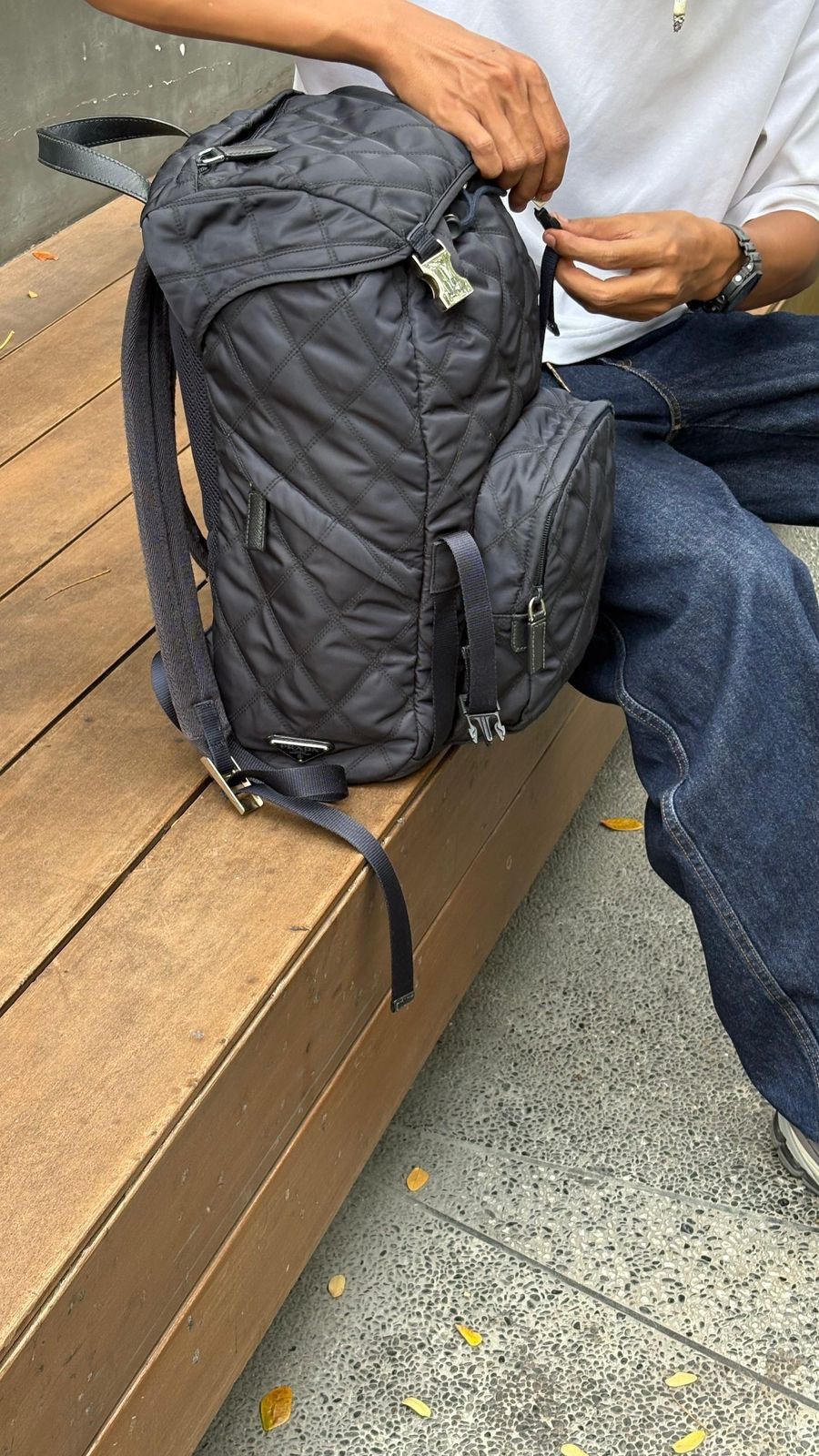 Prada Prada Quilted triangle logo backpack Size ONE SIZE - 12 Thumbnail