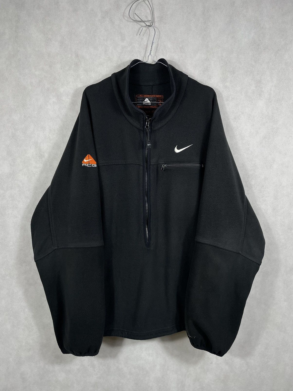 image of Black Nike Acg Vintage Fleece Half Zip Swoosh Therma-Fit, Men's (Size XL)