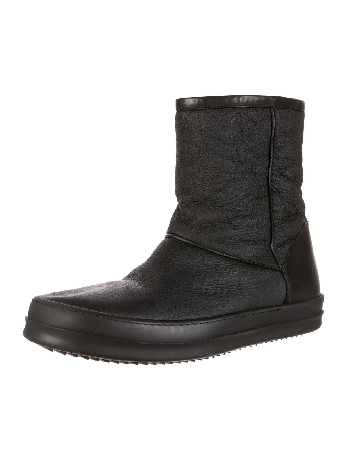 Rick Owens Rick Owens Leather Shearling Black Ankle Boots MOODY FW 2014 Size US 12 / EU 45 - 2 Thumbnail