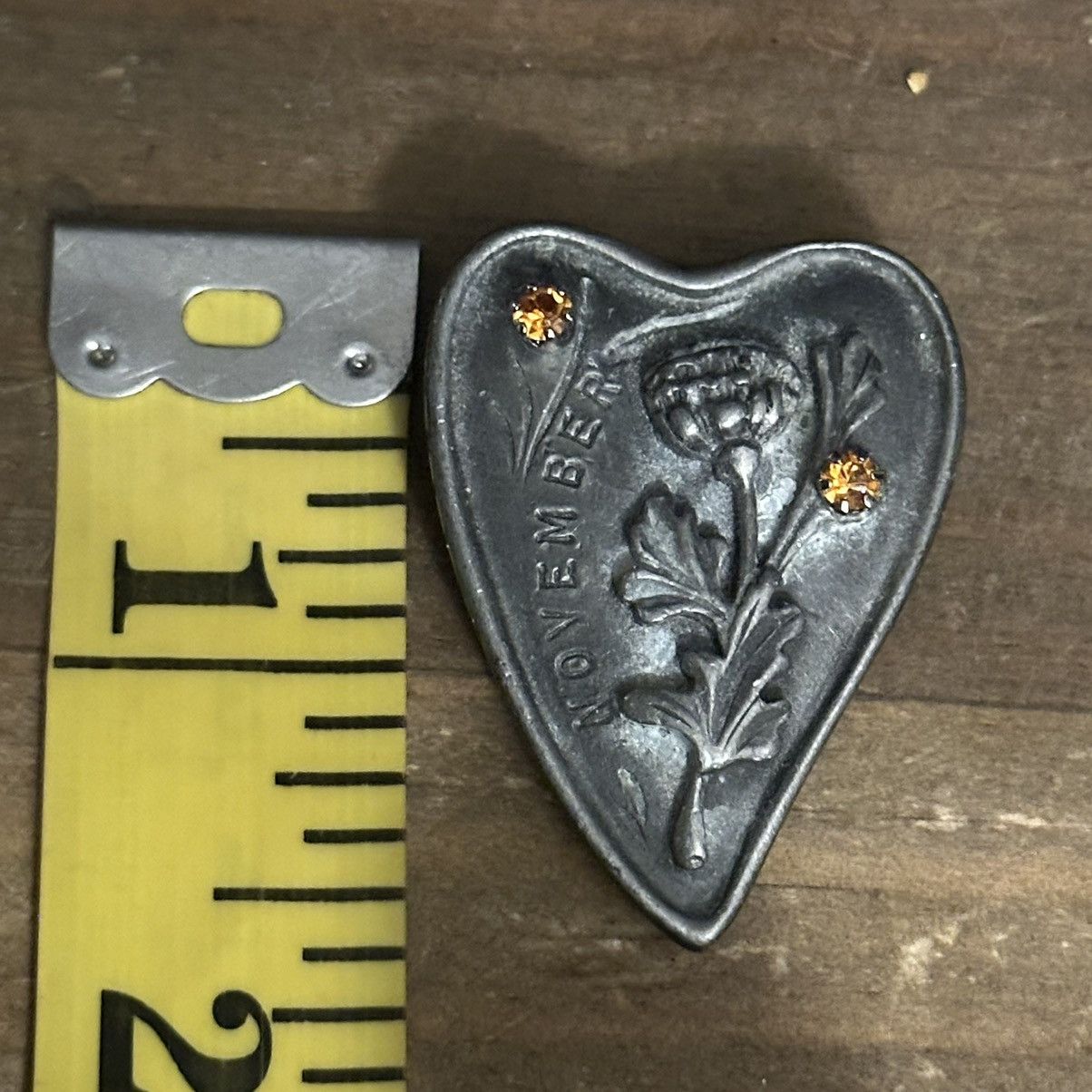 Vintage Vintage pewter November birthstone heart brooch and earrings Size ONE SIZE - 2 Thumbnail