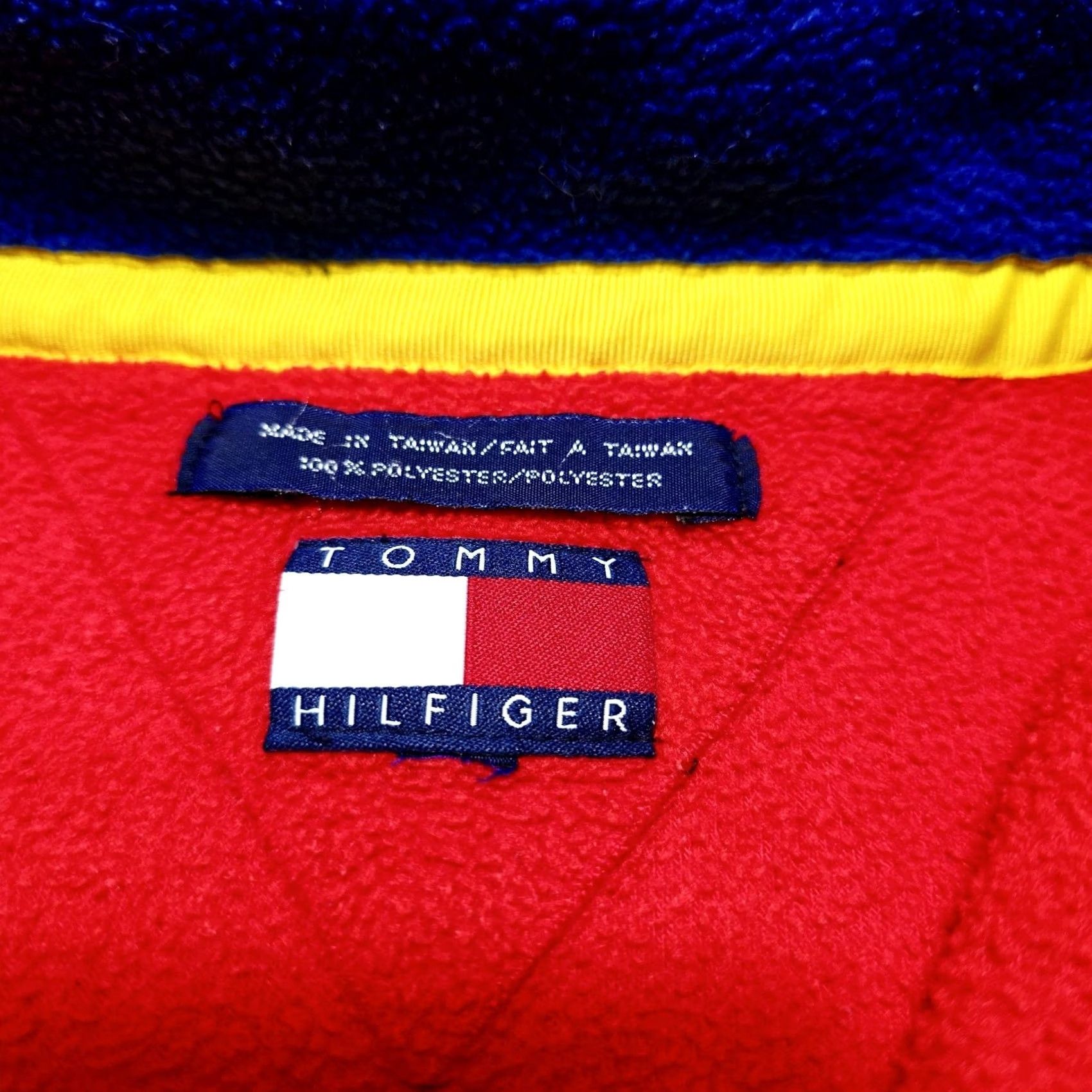 Tommy Hilfiger VINTAGE Tommy Hilfiger Fleece Jacket 1/4 Zip Pullover Red Navy Mens Large 90s Casual Mens Size US L / EU 52-54 / 3 - 4 Thumbnail