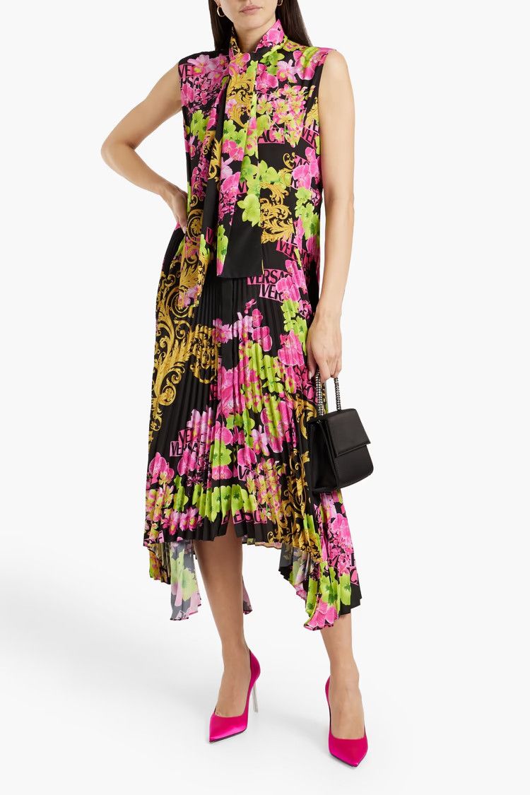 Versace o1y0226 Midi Dress in Multicolor Size XS / US 0-2 / IT 36-38 - 2 Thumbnail