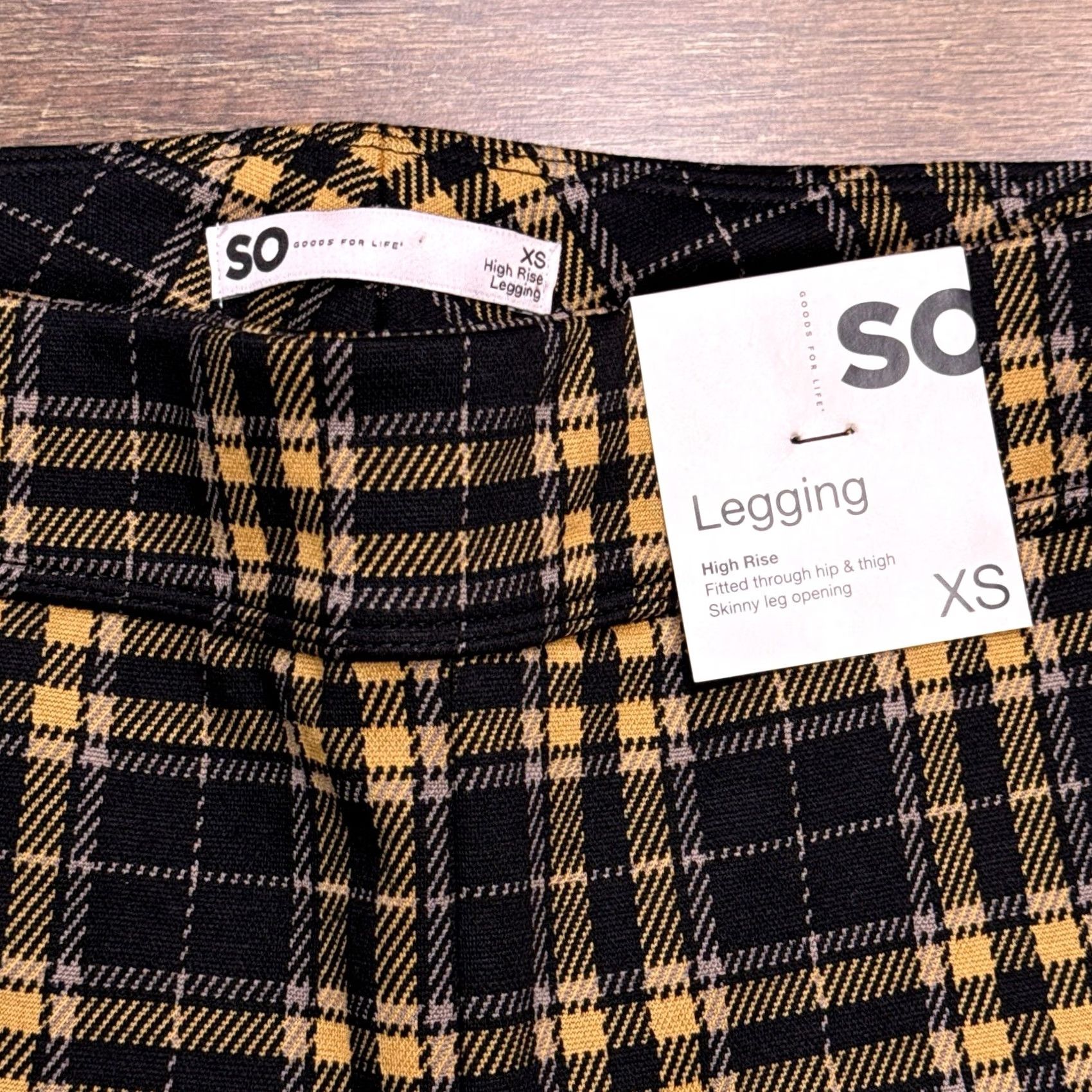 Vintage SO High Rise Legging Womens XS Black Plaid Stretch Ponte Logo Casual Sport City Size 26" / US 2 / IT 38 - 4 Thumbnail