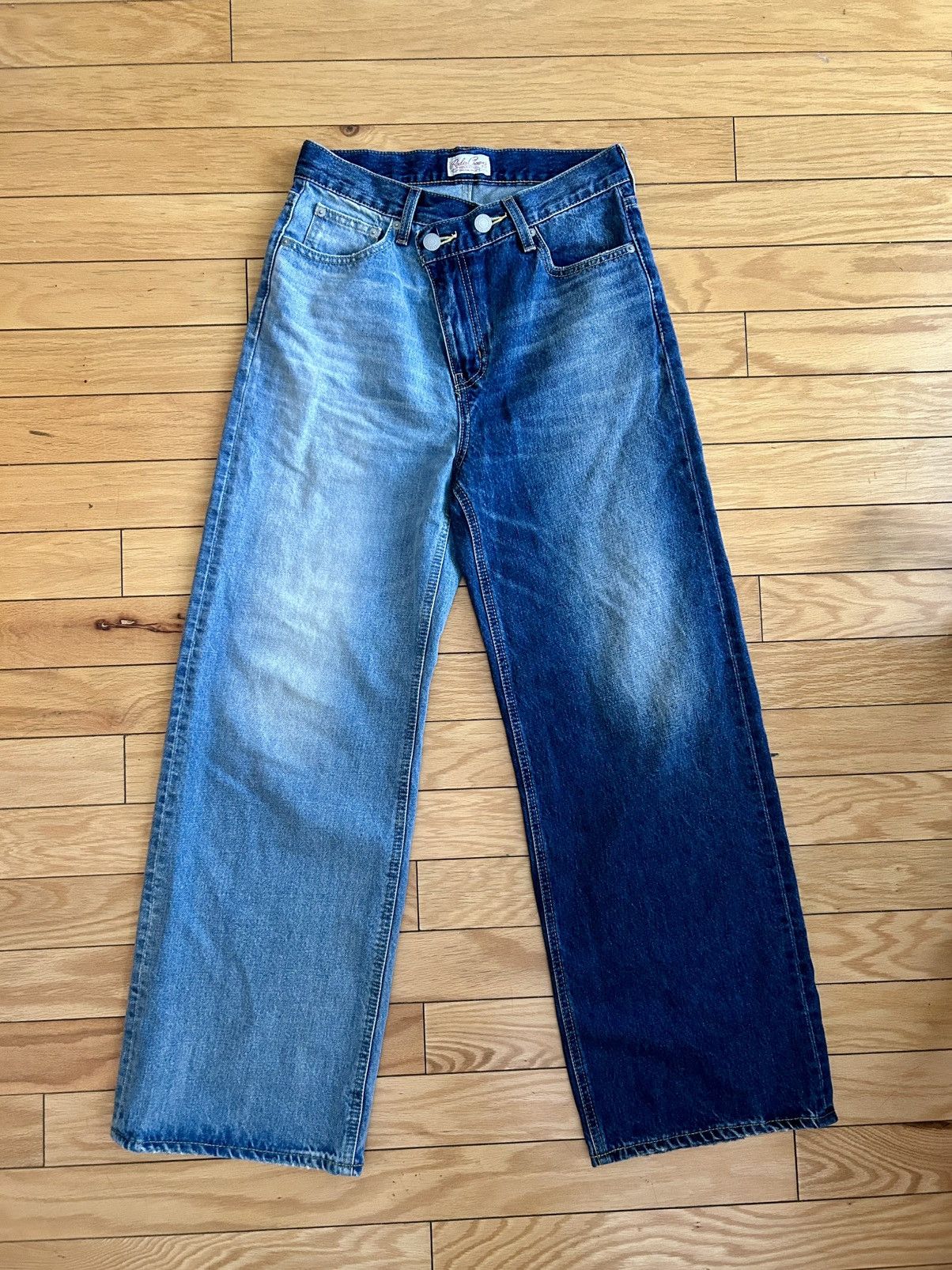 Japanese Brand Rodeo Clown Two Tone Asymmetric Jeans Size 28" / US 6 / IT 42 - 1 Thumbnail