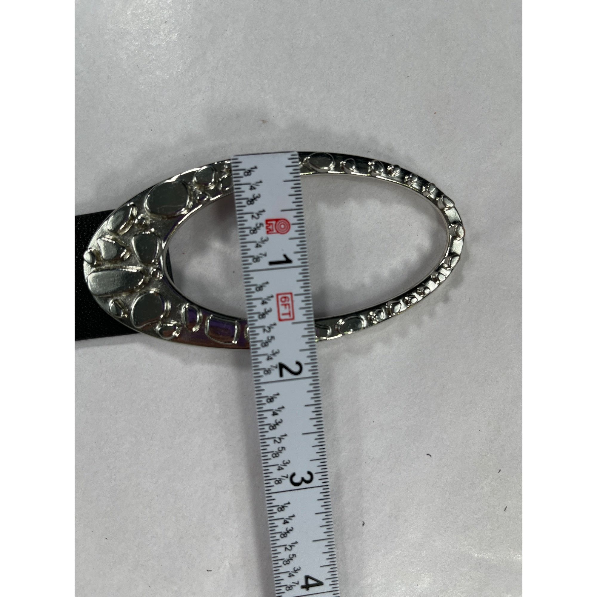 Chicos Chicos Black Leather Belt SKU 7518 With ADjustable back, Sil Size ONE SIZE - 9 Thumbnail