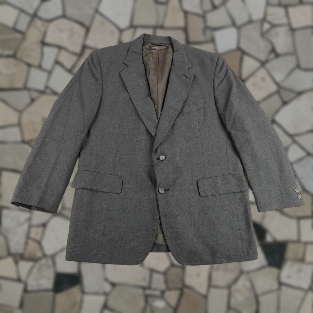 VINTAGE Brooks Brothers Blazer Mens 46 Gray Wool Blend Lined Suit Jacket Coat