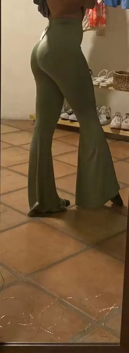 Jean Solid Green High Waist Woman Flare Pants Size 26" / US 2 / IT 38 - 3 Thumbnail