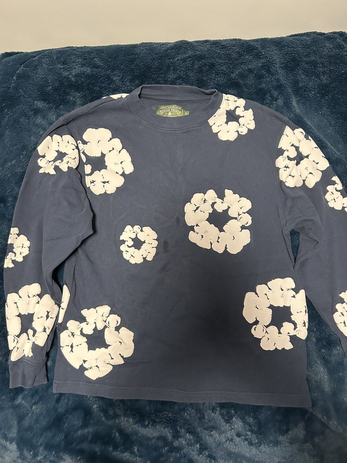 トップス DENIM TEARS Long Sleeve Cotton Wreath T Denim Tears Long Sleeve Cotton Wreath T-shirt/Jumper Navy