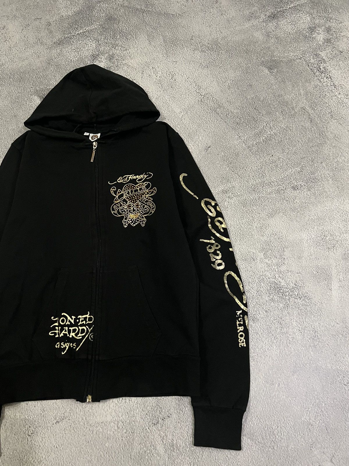 Ed Hardy Vintage Y2k Ed Hardy Love Kills Slowly ☠️❤️‍🩹 Zip Hoodie 00’s Size M / US 6-8 / IT 42-44 - 6 Thumbnail