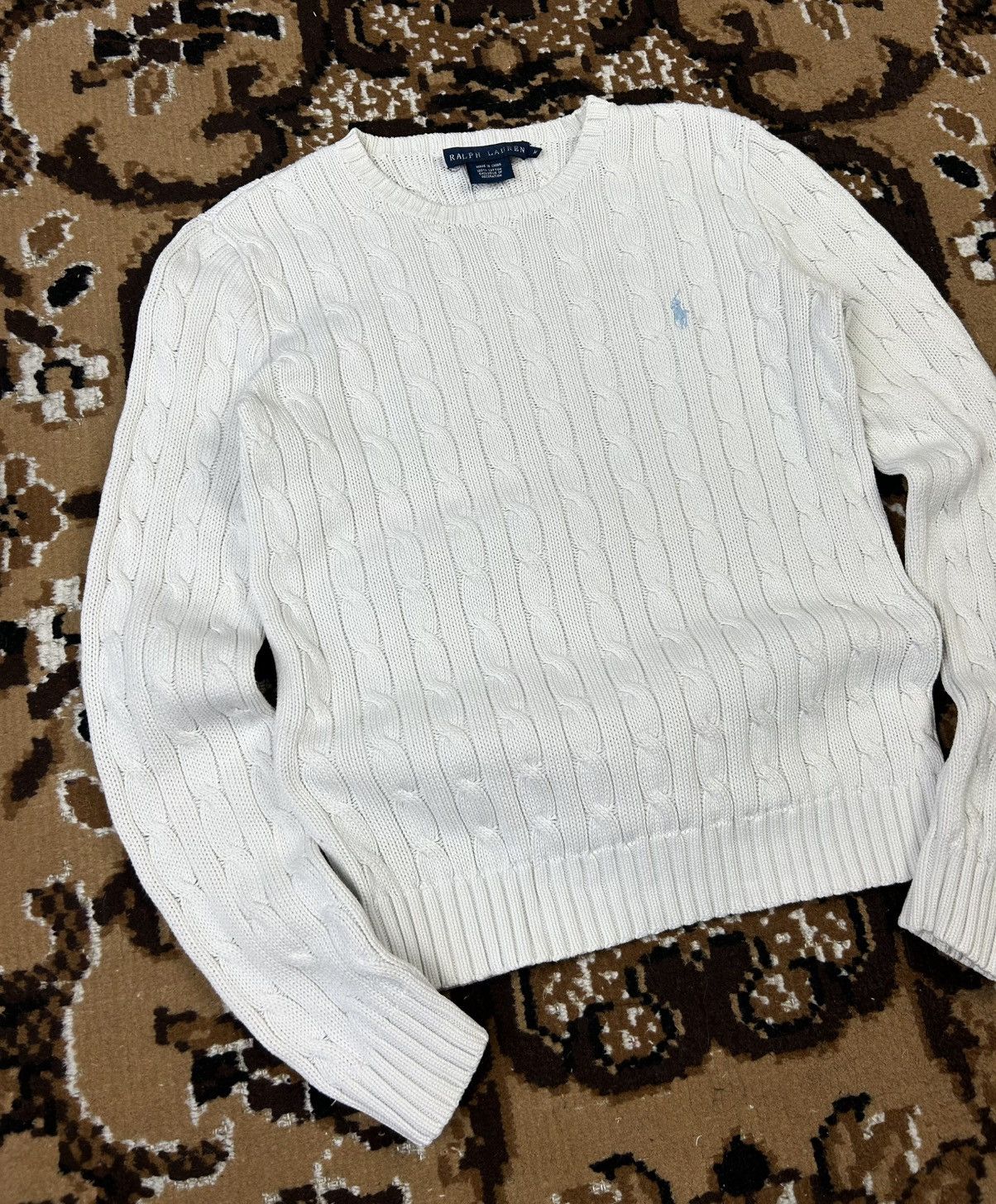 Polo Ralph Lauren × Vintage Vintage Polo Ralph Lauren White Knitted Sweater M size Size M / US 6-8 / IT 42-44 - 3 Thumbnail
