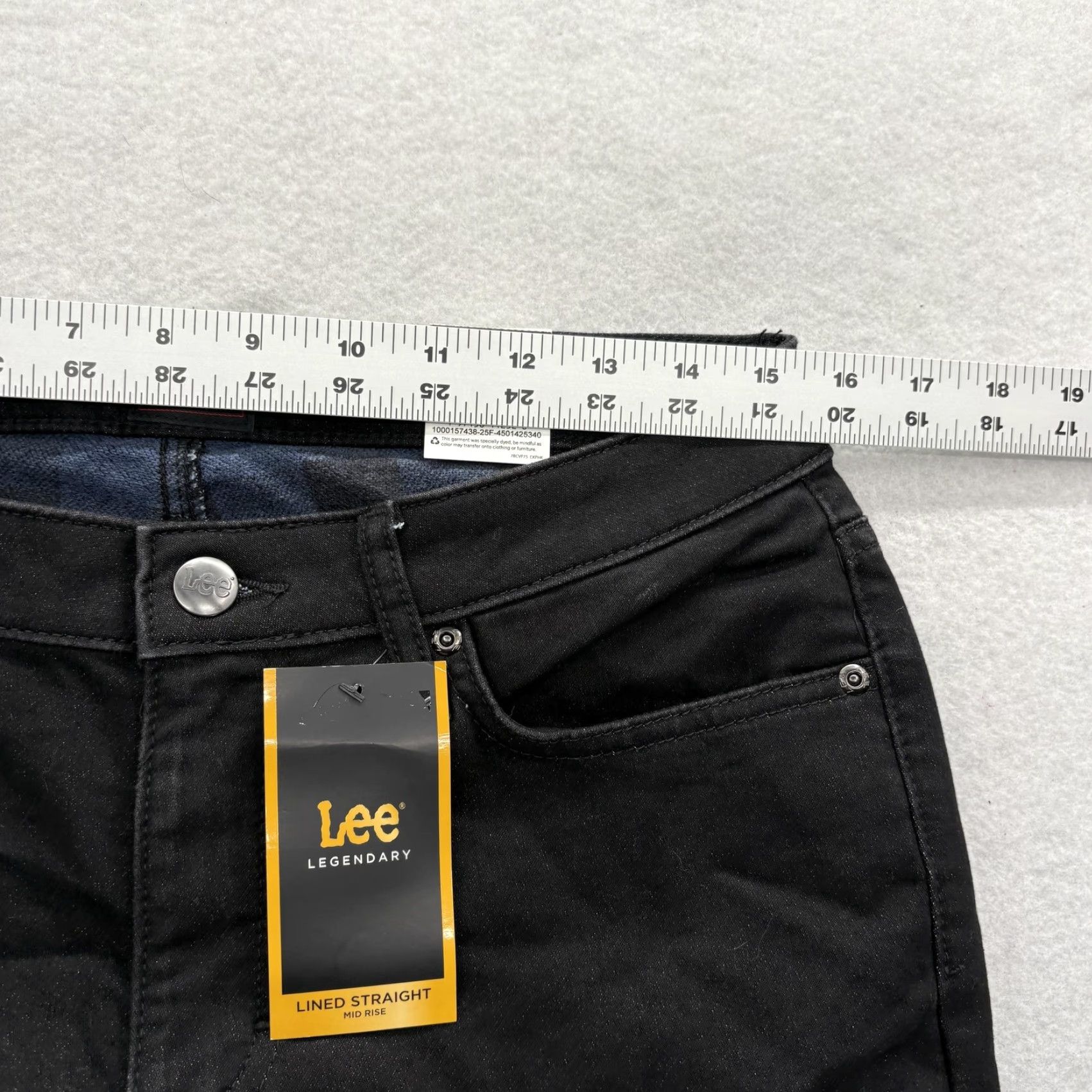 Lee Lee Lined Straight Jeans Womens 8 Tall Black Mid Rise Fleece Lined Stretch Denim Size 30" / US 8 / IT 44 - 6 Thumbnail