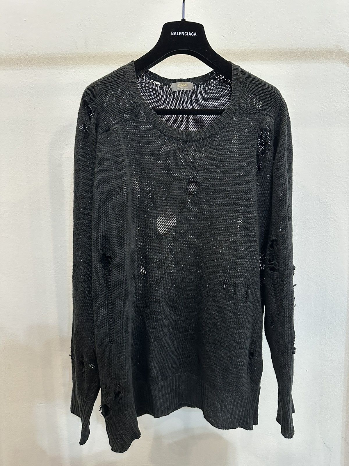 Comme des Garcons Homme Comme des Garcons Homme 1982 “Holes” Distressed knit Jumper Size US XL / EU 56 / 4 - 1 Thumbnail