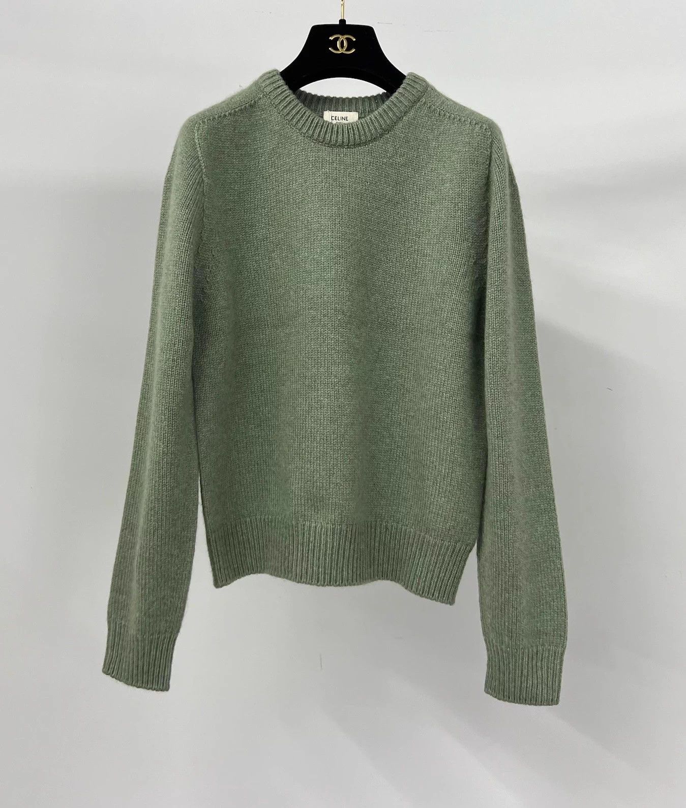 Celine Old Celine green cashmere sweater size S Size S / US 4 / IT 40 - 1 Thumbnail