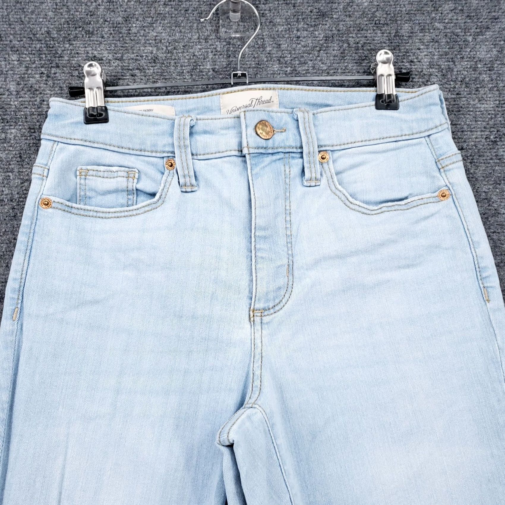 Vintage Universal Thread Jeans Women Blue High Rise Skinny Stretch Raw Hem Denim 2/26R Size 26" / US 2 / IT 38 - 3 Thumbnail