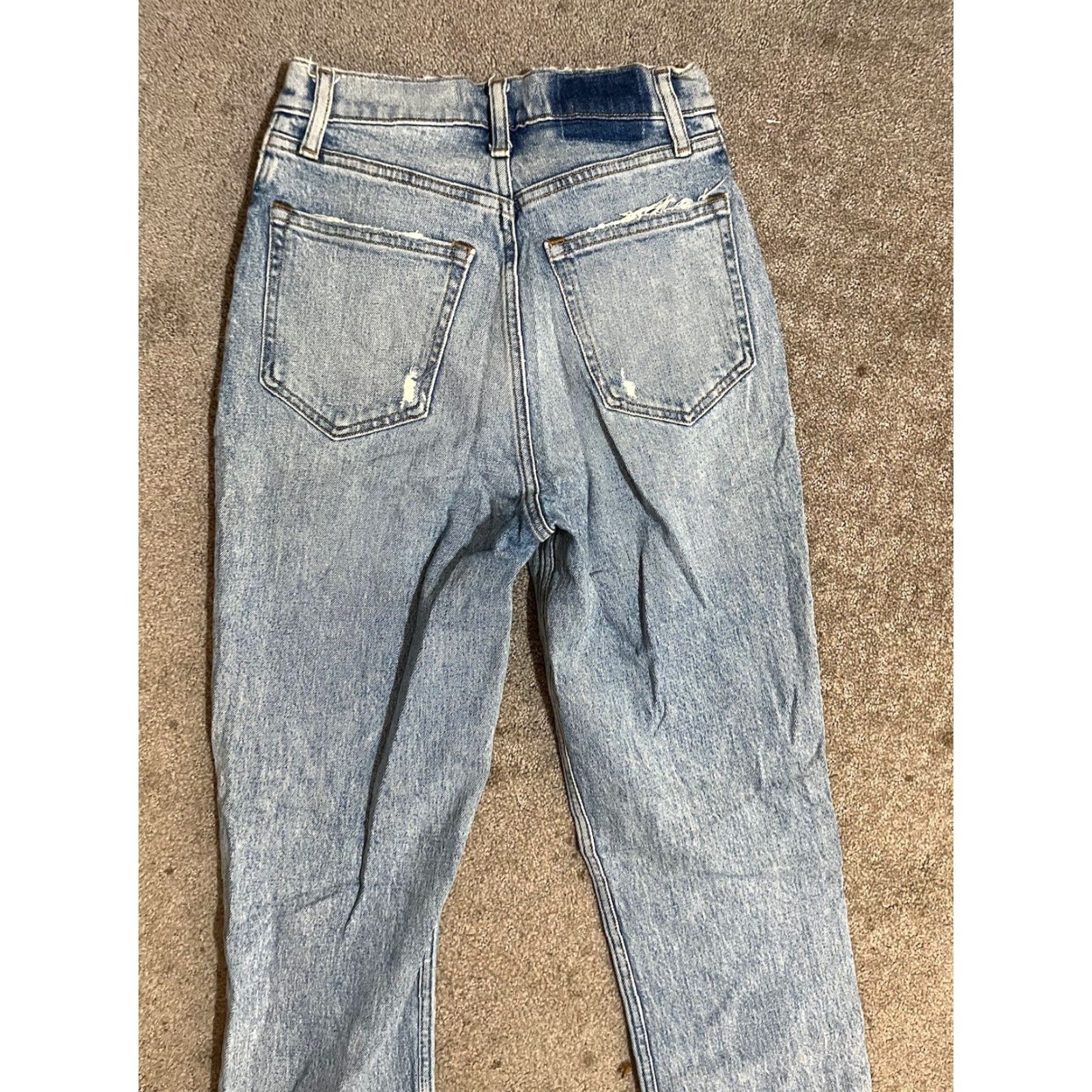 Abercrombie & Fitch Abercrombie & Fitch Jeans Womens 00/25 The 90s Straight Ultra High Rise Blue 5-Pocket Denim Distressed Slit Stretch Vintage 90s Mens Women Girls? Size 24" / US 00 / IT 34 - 2 Thumbnail