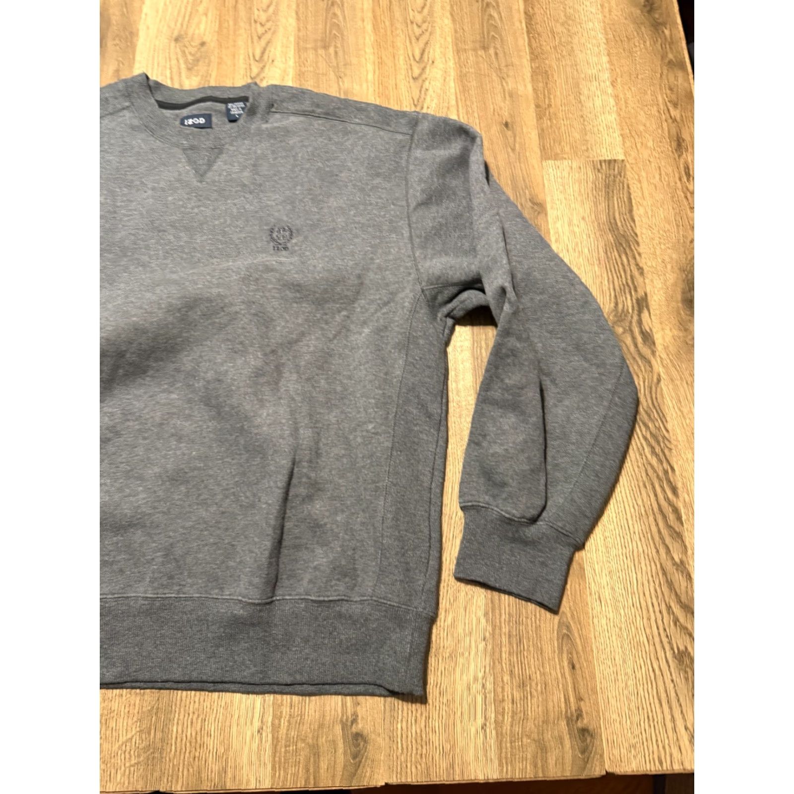 Izod IZOD Sweater Mens Large Gray Pullover Crewneck Long Sleeve Cotton Knit Solid Logo Size US L / EU 52-54 / 3 - 4 Thumbnail