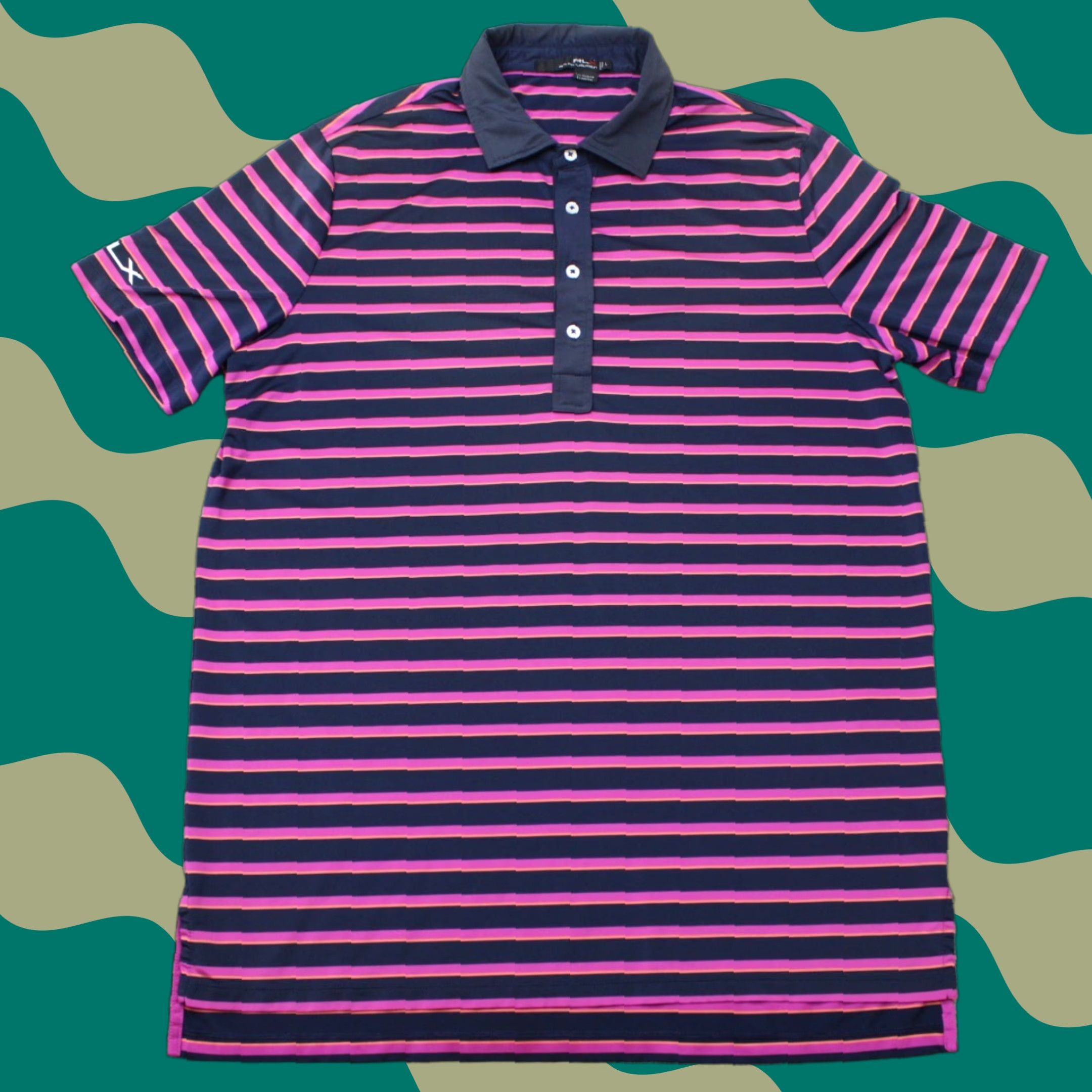 RLX Ralph Lauren RLX Ralph Lauren Polo Shirt Men Large Pink/Blue Golf Polyester Blend Short Sleeve Polo Shirt Size US L / EU 52-54 / 3 - 1 Thumbnail
