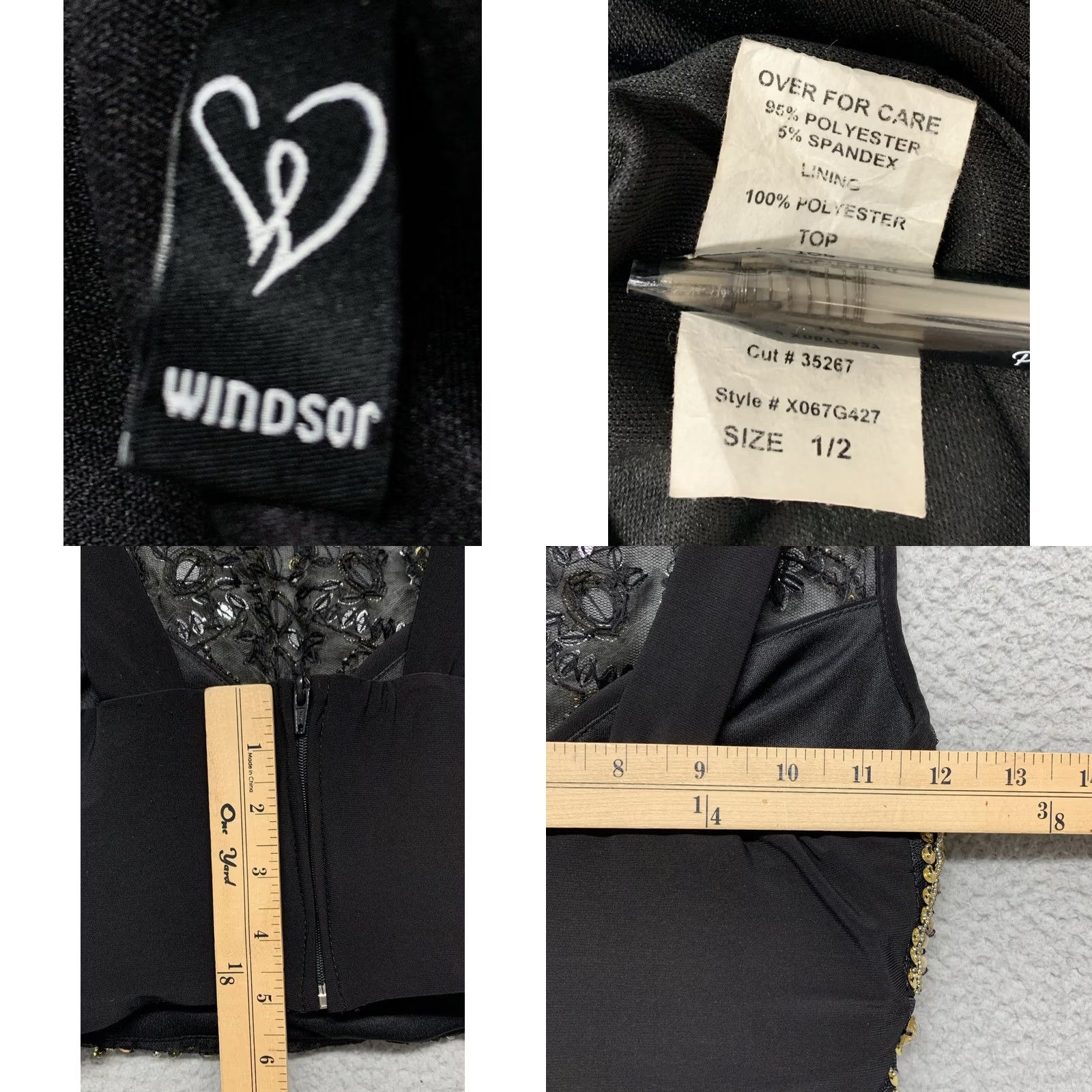 Vintage Windsor Halter Top Dressy Women’s/Misses Black Gold Zip Closure Built-In Bra Stretch 1/2 Size Slim Used Size XS / US 0-2 / IT 36-38 - 8 Thumbnail