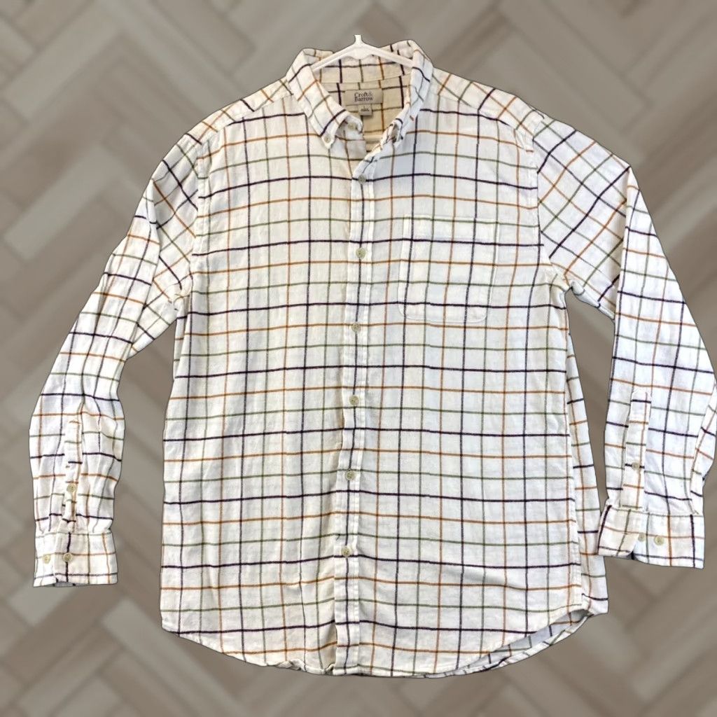 Croft & Barrow Men's Dress Shirt Long Sleeve Button Down Plaid L 77-23