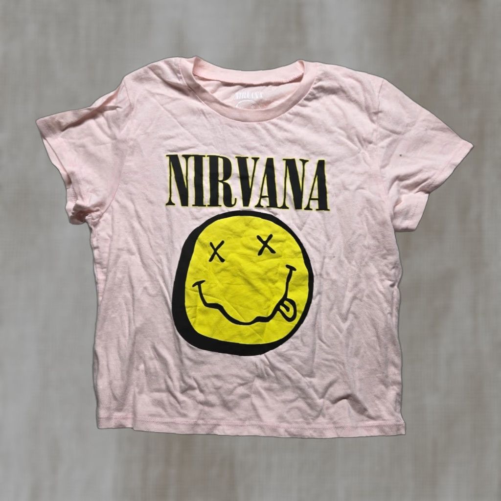 Pinko VINTAGE Nirvana Women's Crop Top Shirt Adult Small Pink Cotton Logo Short Sleeve 90s Casual Size S / US 4 / IT 40 - 1 Thumbnail