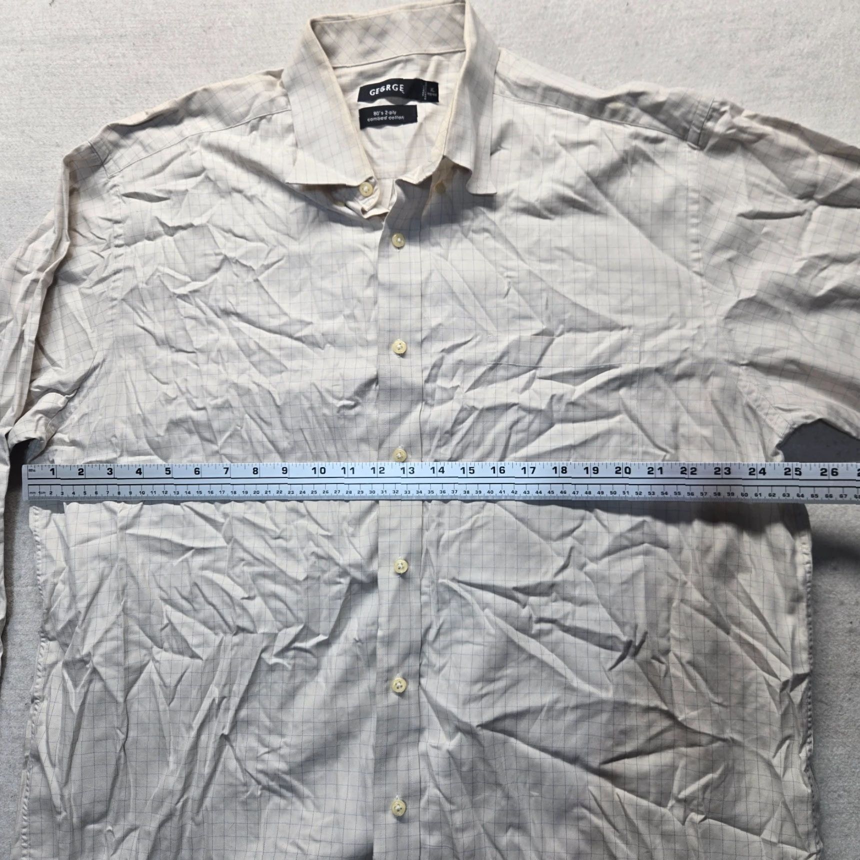 George GEORGE Shirt Button-Up Checkered White Long Sleeve Adult XL Men’s Size US XL / EU 56 / 4 - 4 Thumbnail