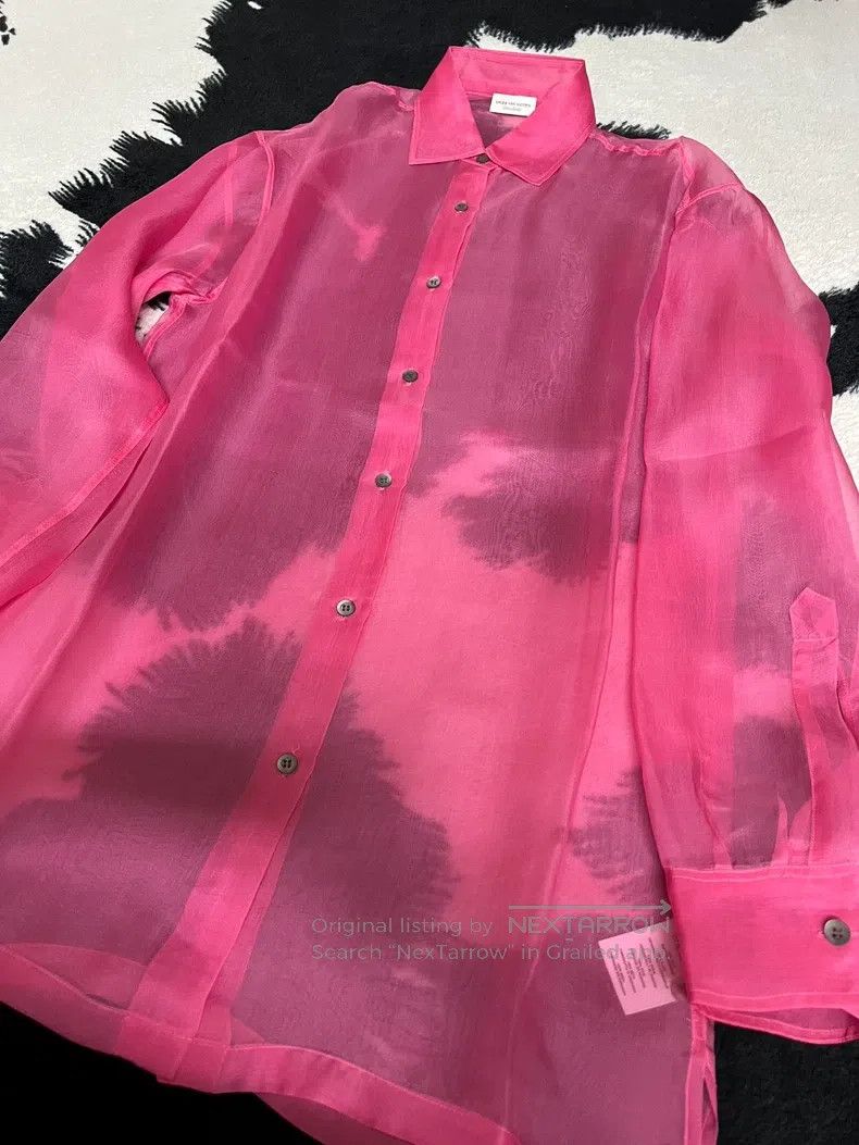 Dries Van Noten Dries Van Noten Pink silk see-through shirt Size L / US 10 / IT 46 - 6 Thumbnail