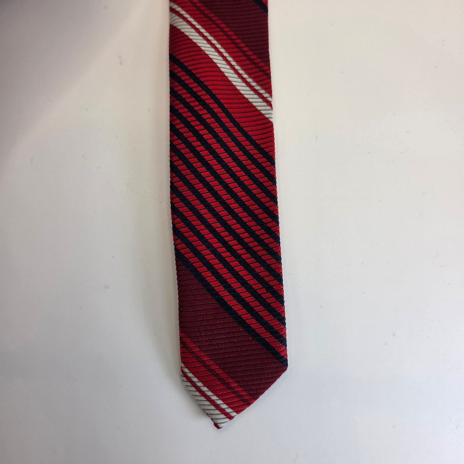 Vintage Vintage 70s Red Stripe Polyester Tie Size ONE SIZE - 4 Thumbnail