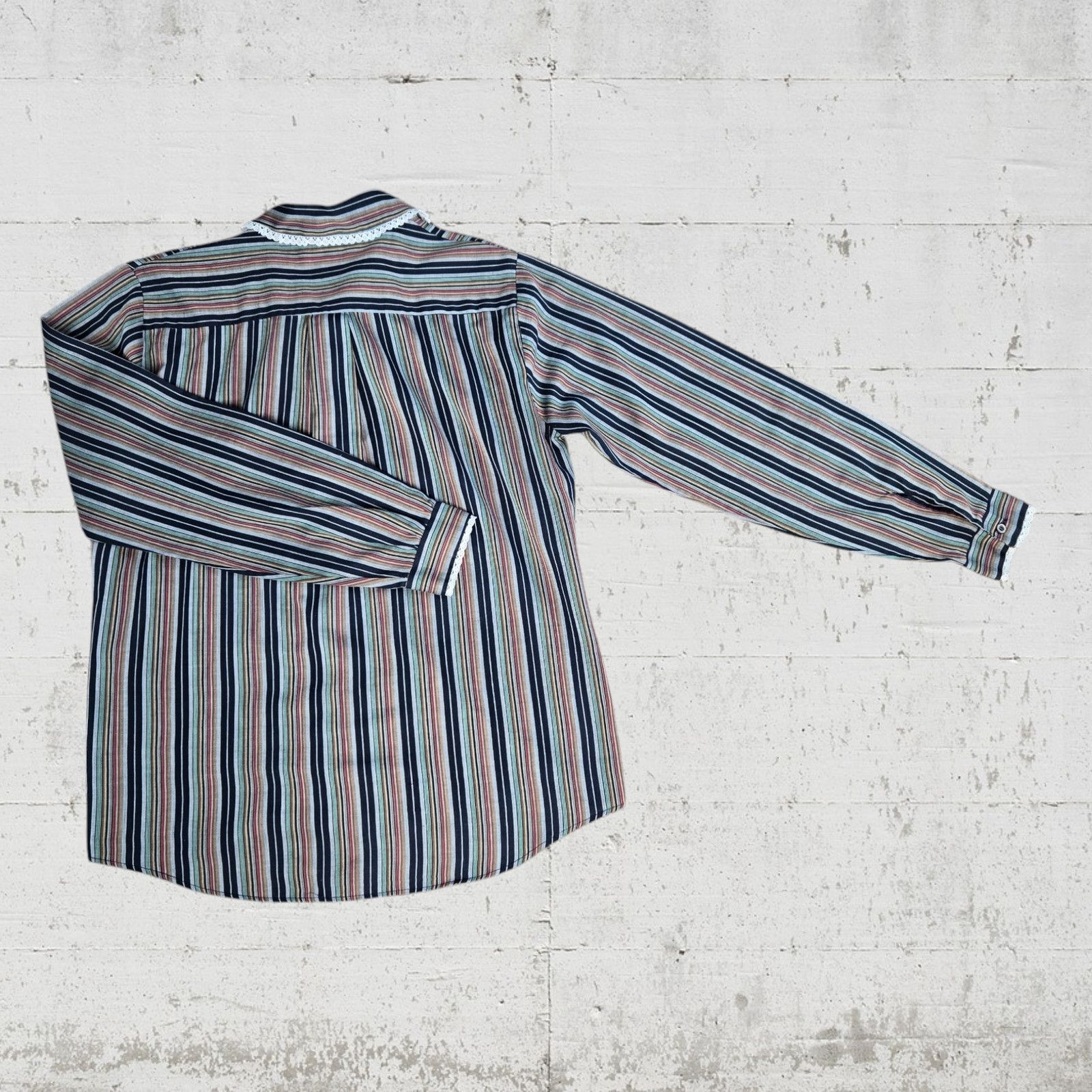Vintage Vintage Retro Striped Button Down Blouse Size 12 Size XL / US 12-14 / IT 48-50 - 8 Thumbnail