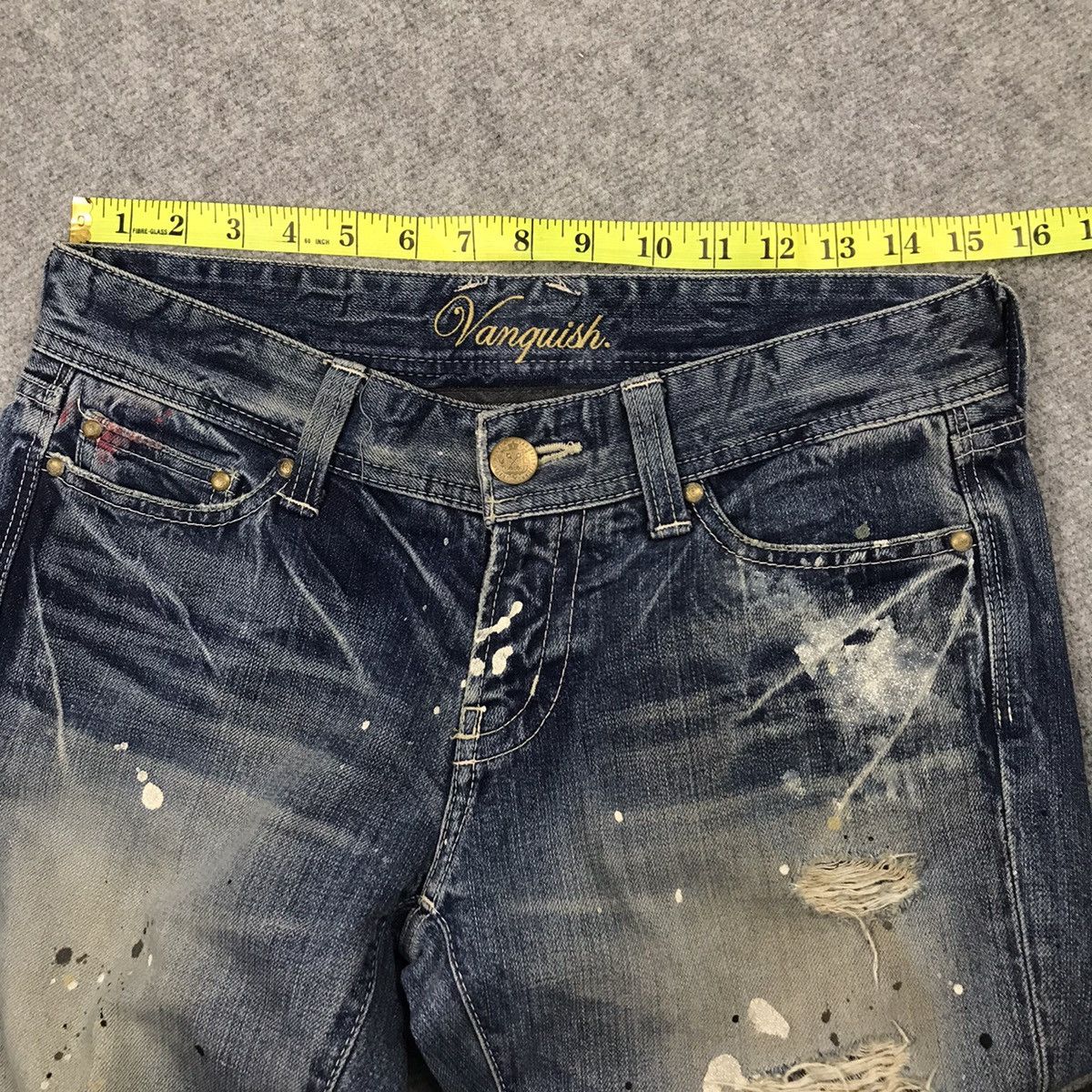 Designer × Japanese Brand FLARE🔥VANQUISH DISTRESSED BOOTCUT PAINTED DENIM PANTS 145 Size US 30 / EU 46 - 14 Thumbnail