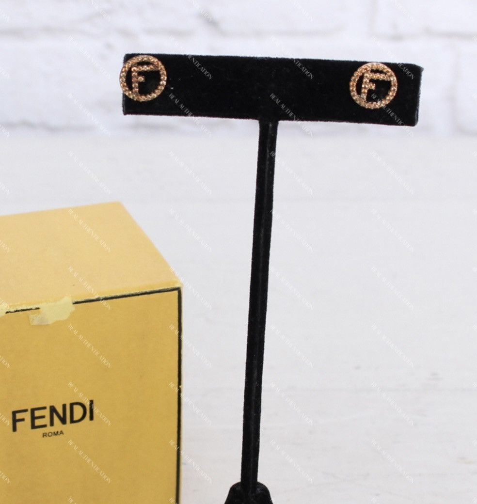 Fendi AUTHENTIC FENDI Rhinestone Rose Gold Earrings Size ONE SIZE - 2 Thumbnail