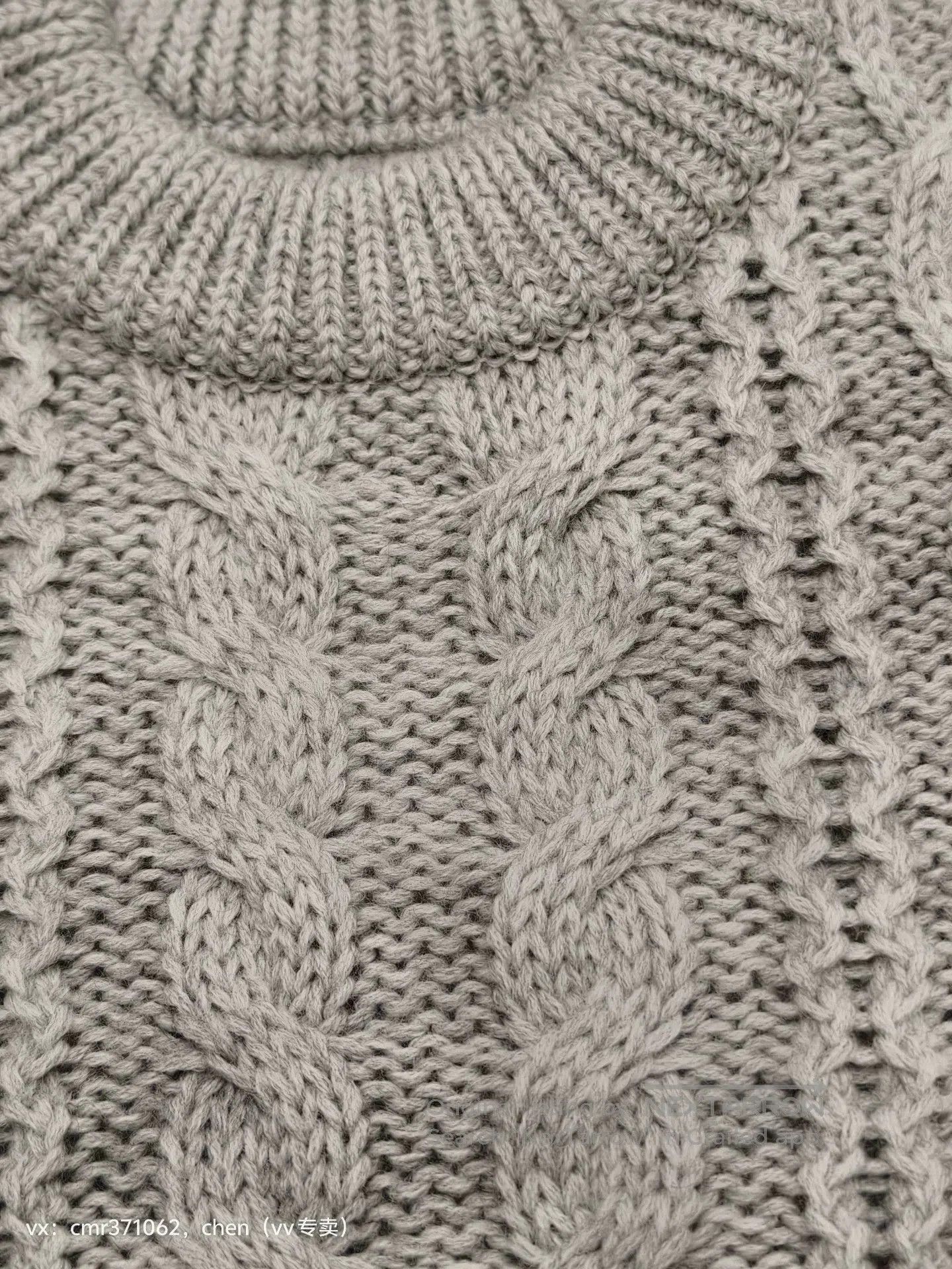 Visvim Gray Cable Knit Sweater with Striped Sleeves (L). Size US L / EU 52-54 / 3 - 5 Thumbnail