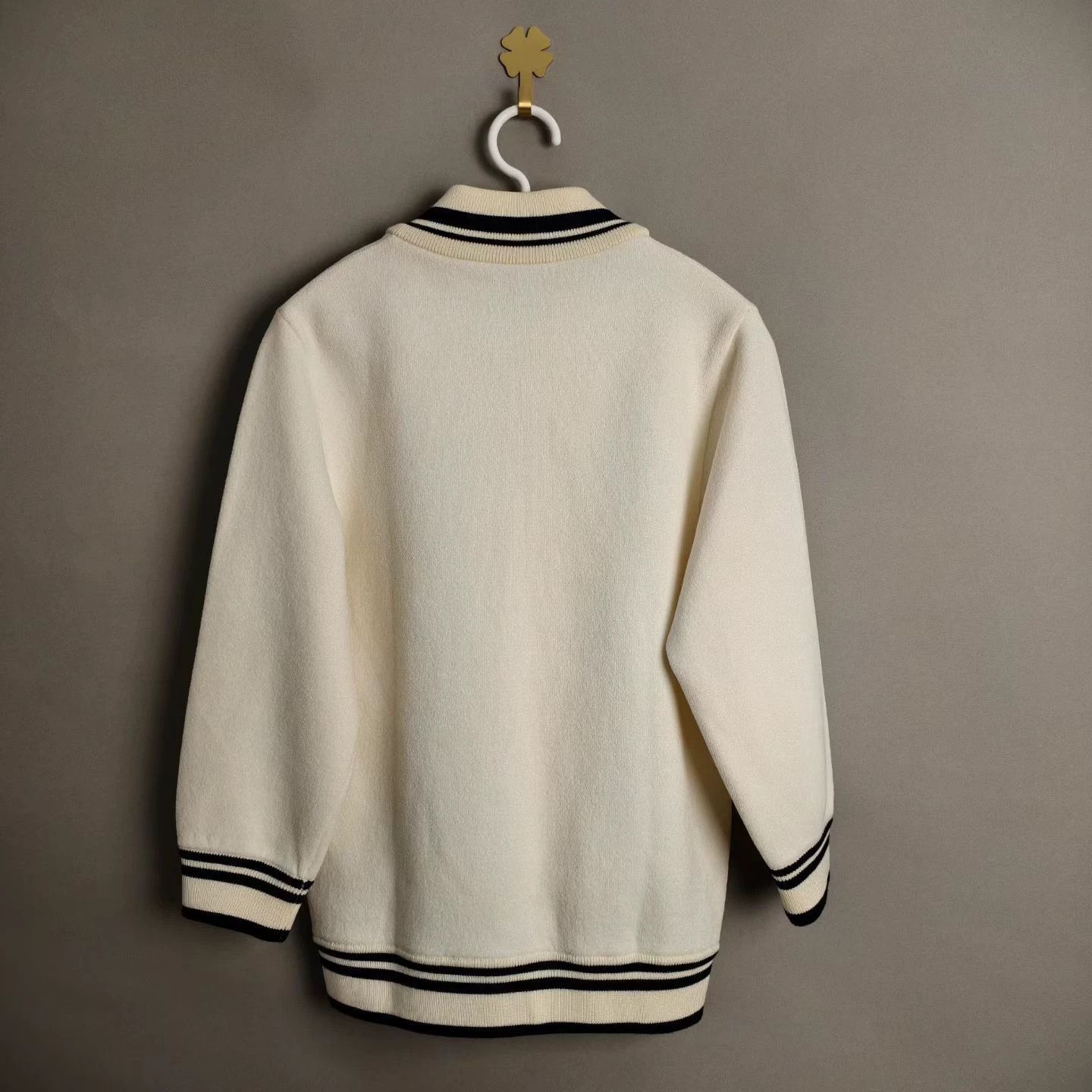 Louis Vuitton LV Ivory Wool 7/8 Sleeve Zipped Stripe Baseball Jacket XS Size US XS / EU 42 / 0 - 2 Thumbnail