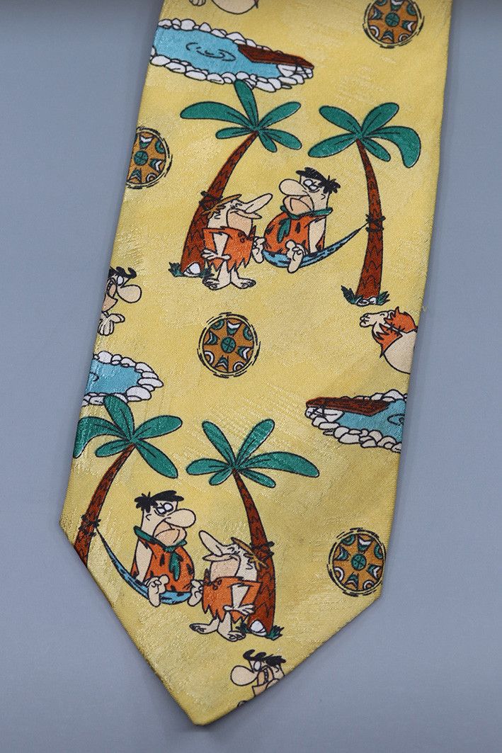 C&A Vintage The Flintstones Novelty Tie – Fred & Barney Design Size ONE SIZE - 1 Thumbnail