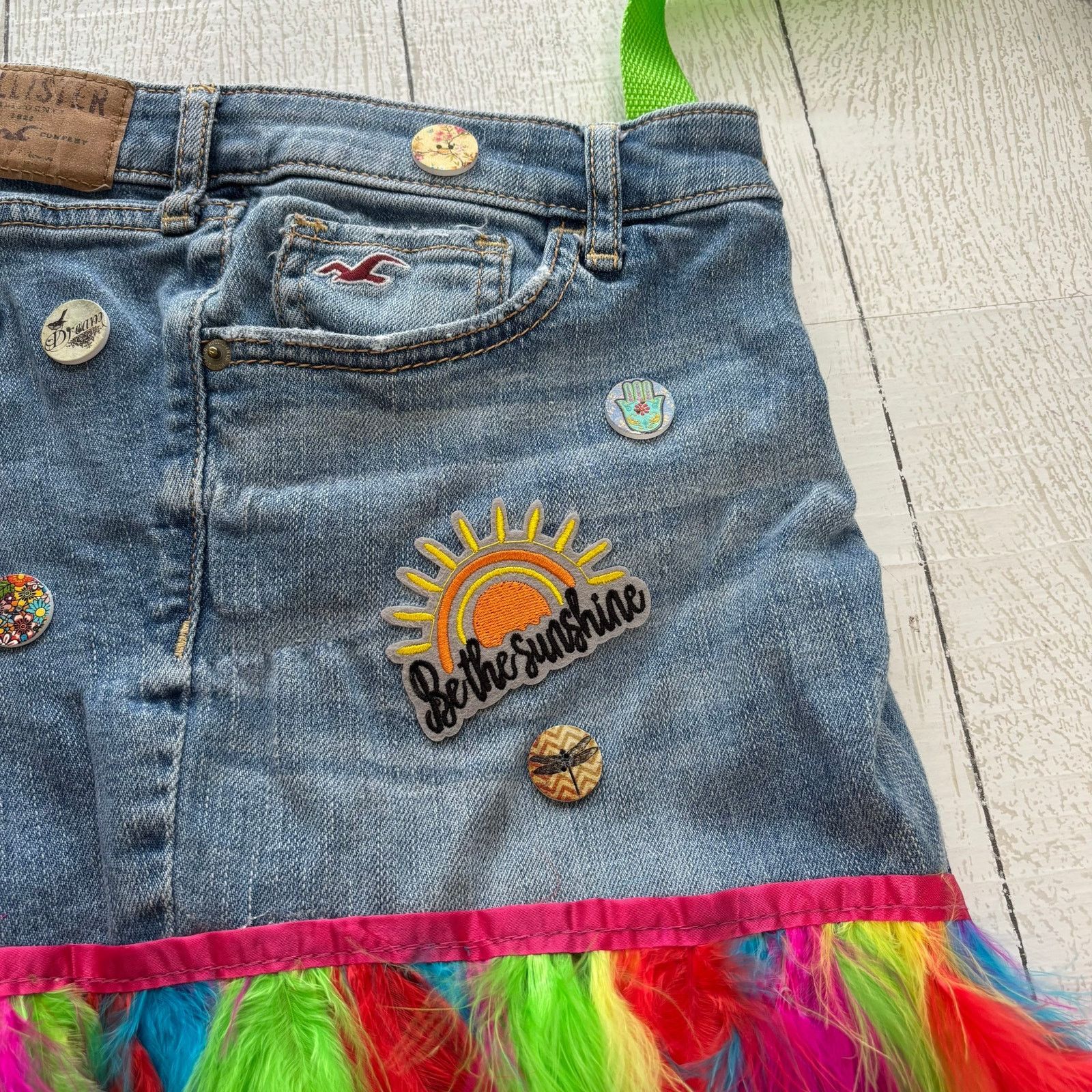 Handmade Upcycled Hollister Hippie Boho Denim Purse Size ONE SIZE - 3 Thumbnail