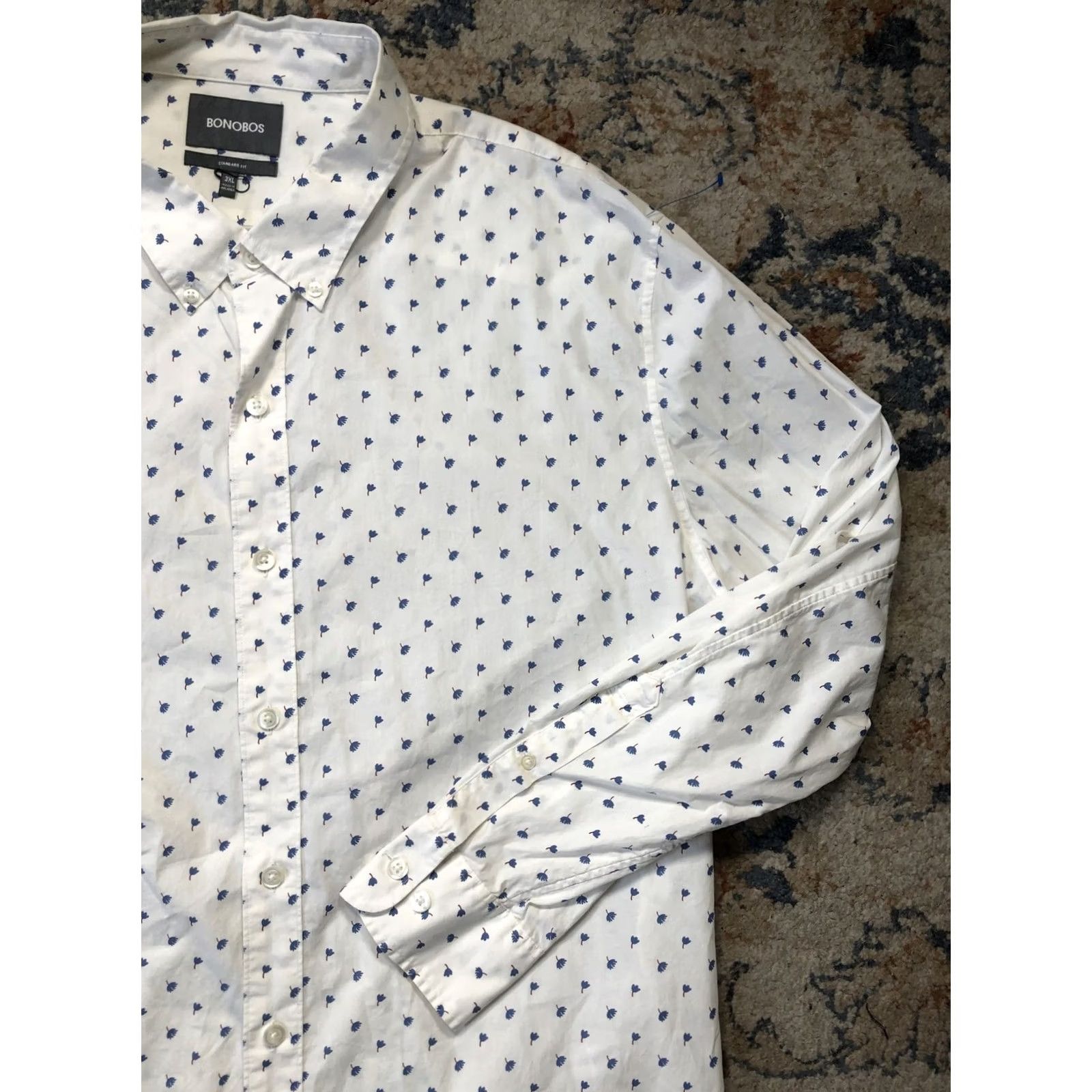 Bonobos Bonobos Shirt Mens 3XL White Floral Print Button-Down Long Sleeve Casual Size US XXL / EU 58 / 5 - 4 Thumbnail
