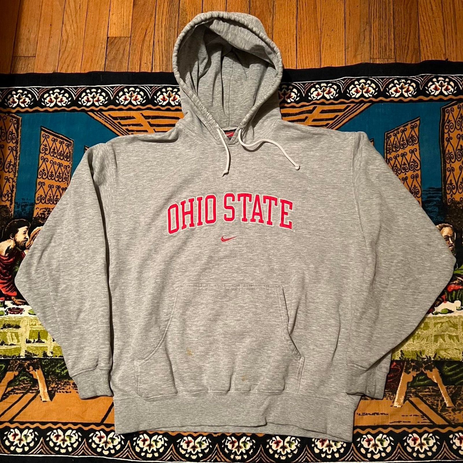 Nike × Vintage Vintage Grey Nike Center Swoosh OhioState hoodie size XL Y2k Size US XL / EU 56 / 4 - 1 Thumbnail