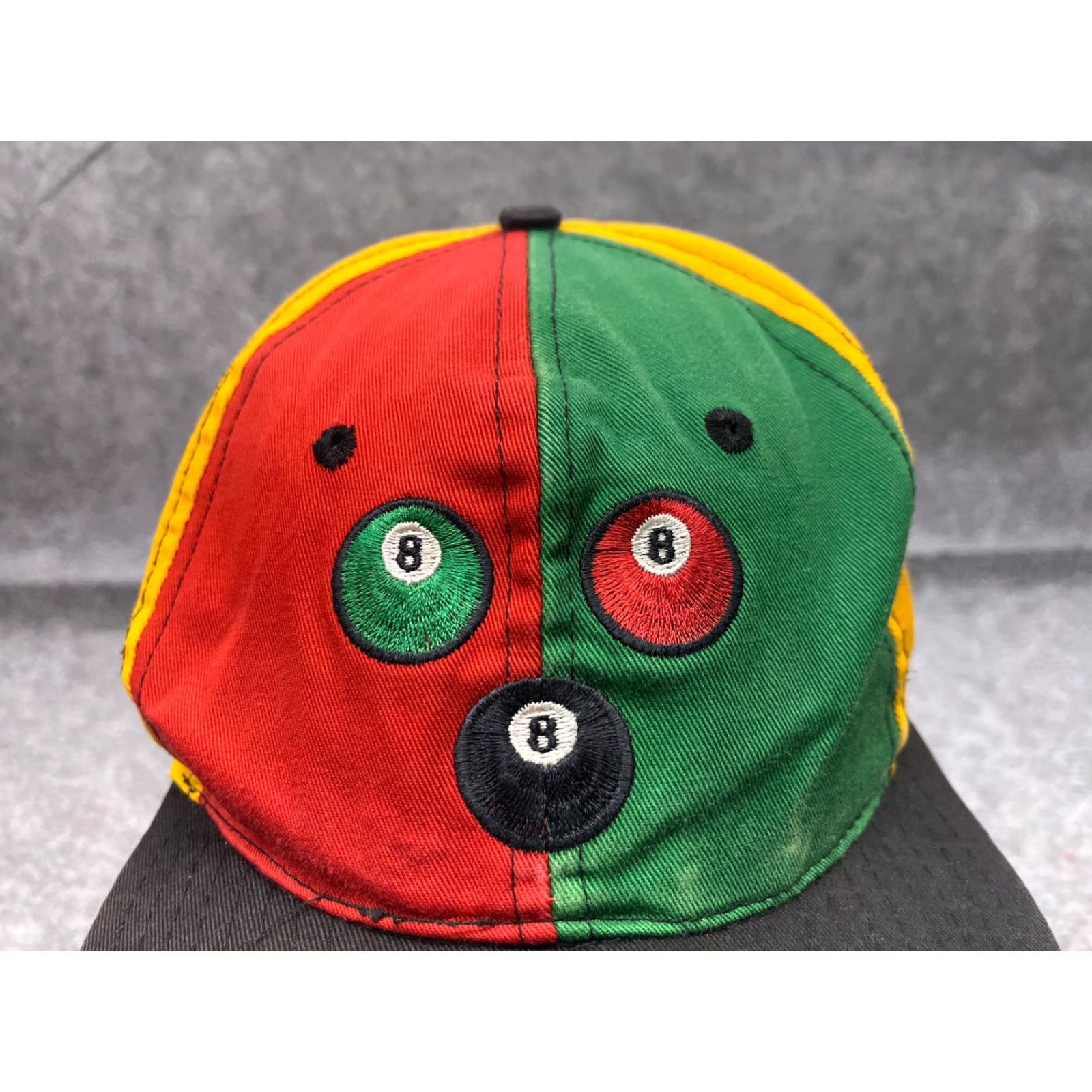 Bally 8 Ball Hat Snap Back Adult One Size Red Green Yellow 100% Cotton Twill Size ONE SIZE - 2 Thumbnail