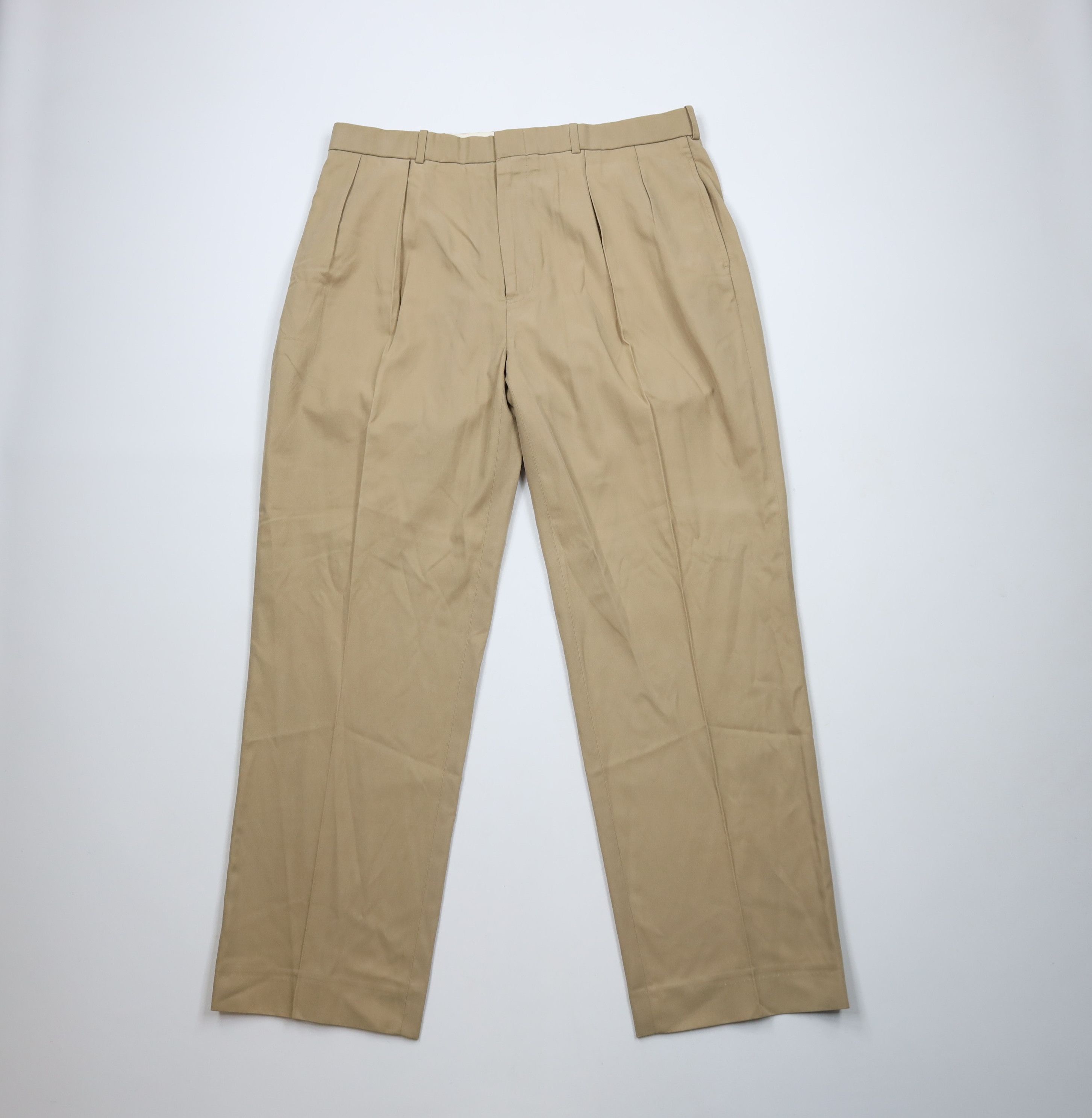 Ralph Lauren × Vintage Vintage 90s Ralph Lauren Blend Wide Leg Chino Pants Beige Size US 36 / EU 52 - 1 Thumbnail
