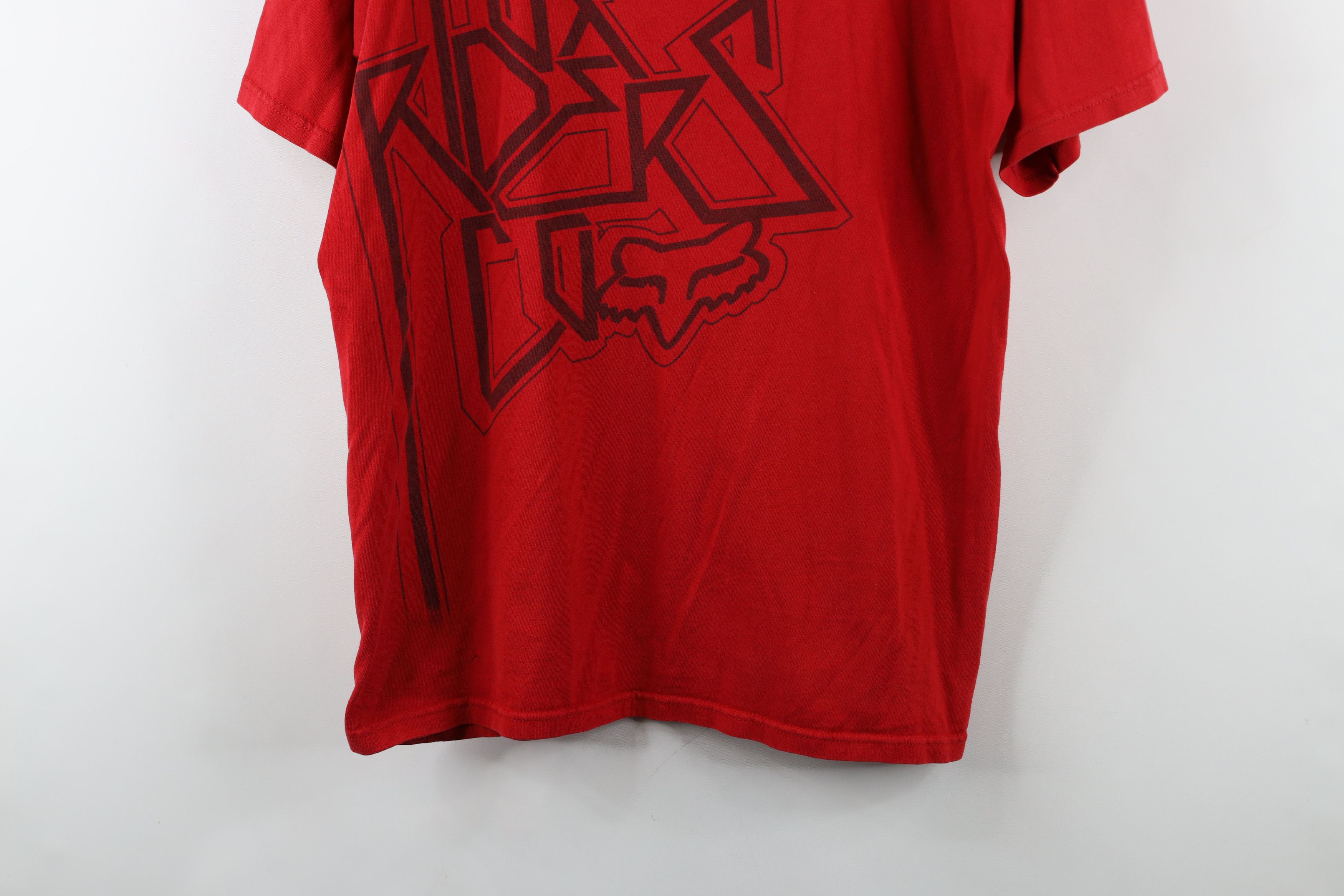 Fox Racing × Vintage Vintage 90s Fox Racing Spell Out Big Logo T-Shirt Red Size US L / EU 52-54 / 3 - 3 Thumbnail