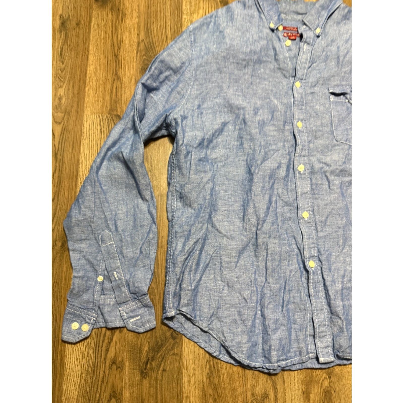 Merona Merona Shirt Men's Size Large Blue Long Sleeve Button Up Shirt Jean Size US L / EU 52-54 / 3 - 3 Thumbnail
