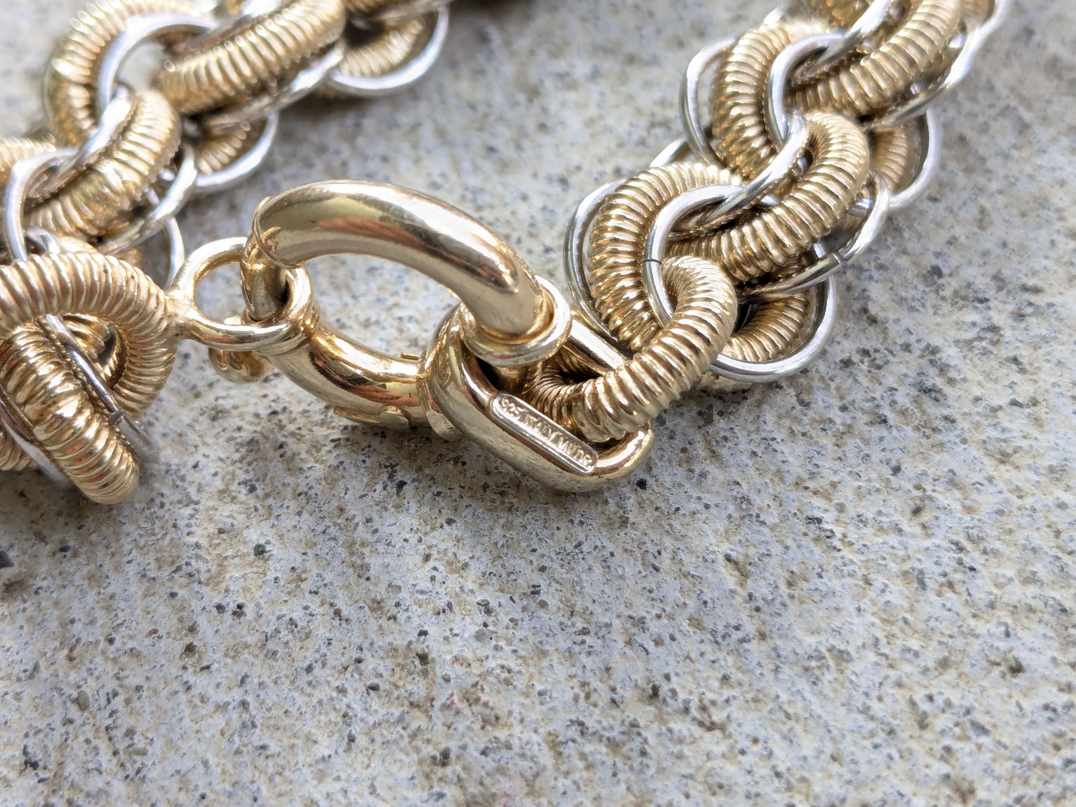 Sterling Silver Milor Sterling Silver Bracelet Round Vermeil Gold Plated 7.5 Size ONE SIZE - 10 Thumbnail