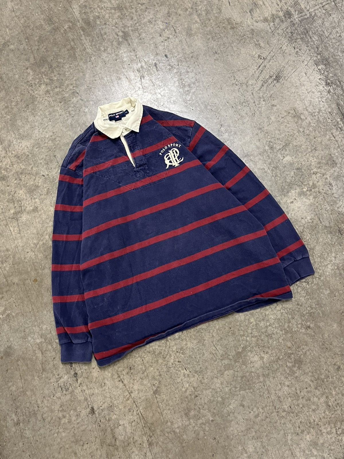 Polo Ralph Lauren × Vintage Polo sports vintage rugby stripped longsleeve preppy rare Size US XL / EU 56 / 4 - 2 Thumbnail