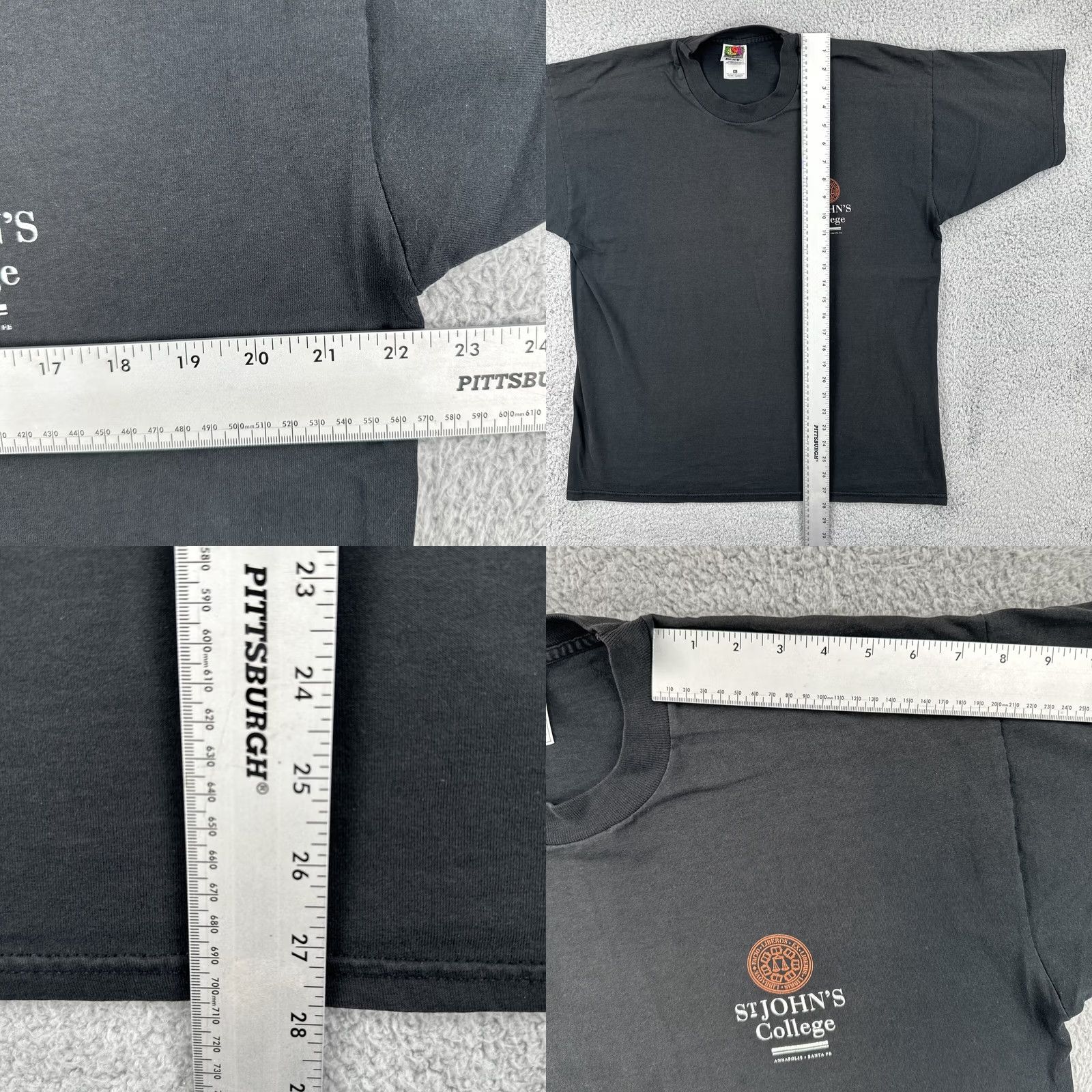 Fruit Of The Loom VINTAGE Fruit of the Loom XL Black T Shirt St John’s College Santa Fe Annapolis Men 1990s Graphic Tee Size US XL / EU 56 / 4 - 8 Thumbnail